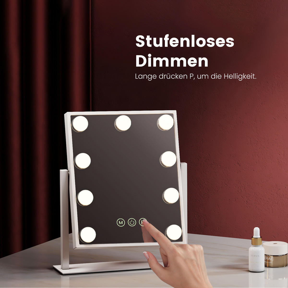 KOSMETIKSPIEGEL Rechteckiger mit Beleuchtung, Weiß, 30/25 cm - Weiß, Glas (25/8.5/30cm) - EMKE