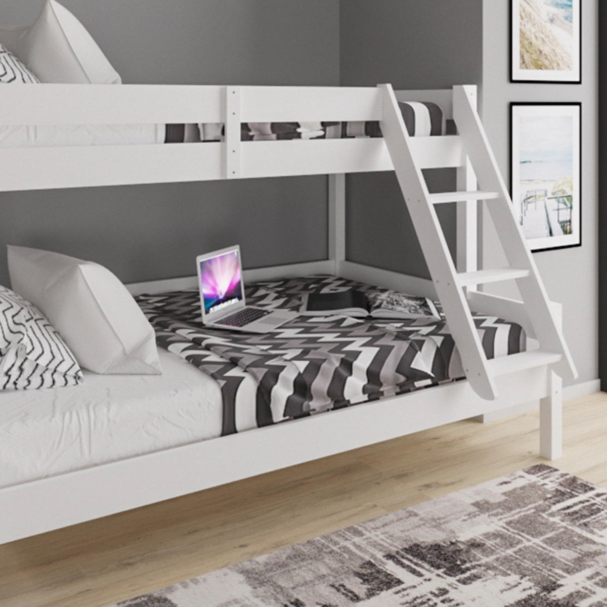 ETAGENBETT Everest Weiß 120x200/80x200 cm - Weiß, Holz (120/200cm) - VitaliSpa