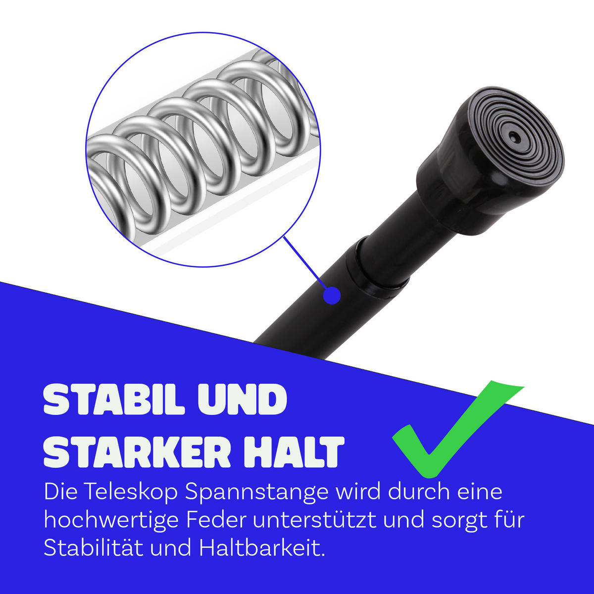 VERSTELLBARE Vorhangstange - Spannstange zum Klemmen Schwarz Ø16/19 mm 80-125 cm - Schwarz, Metall (80cm) - Bestlivings