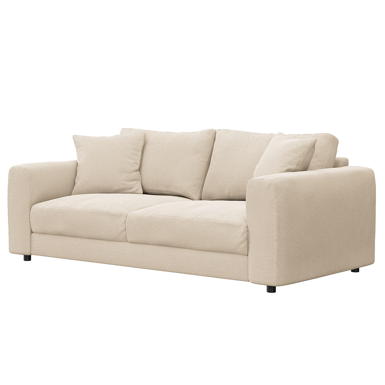 2,5-SITZER SOFA - Beige/Schwarz, Holz/Kunststoff (182/79/106cm) - home24