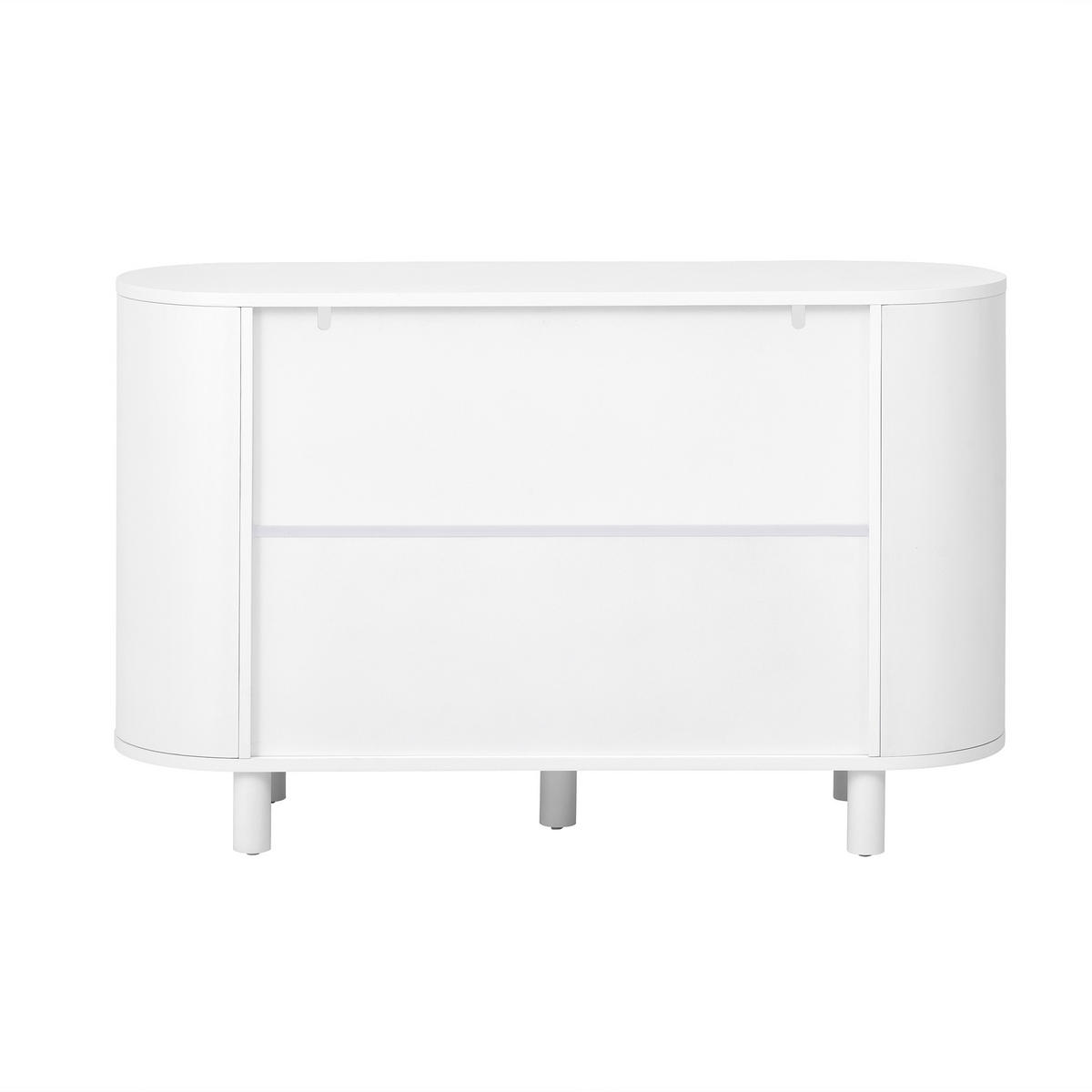 SIDEBOARD 120/38/77 cm in Weiß mit 2 Türen & offenem Fach - Weiß, Holzwerkstoff (120/77/38cm) - BEAOK