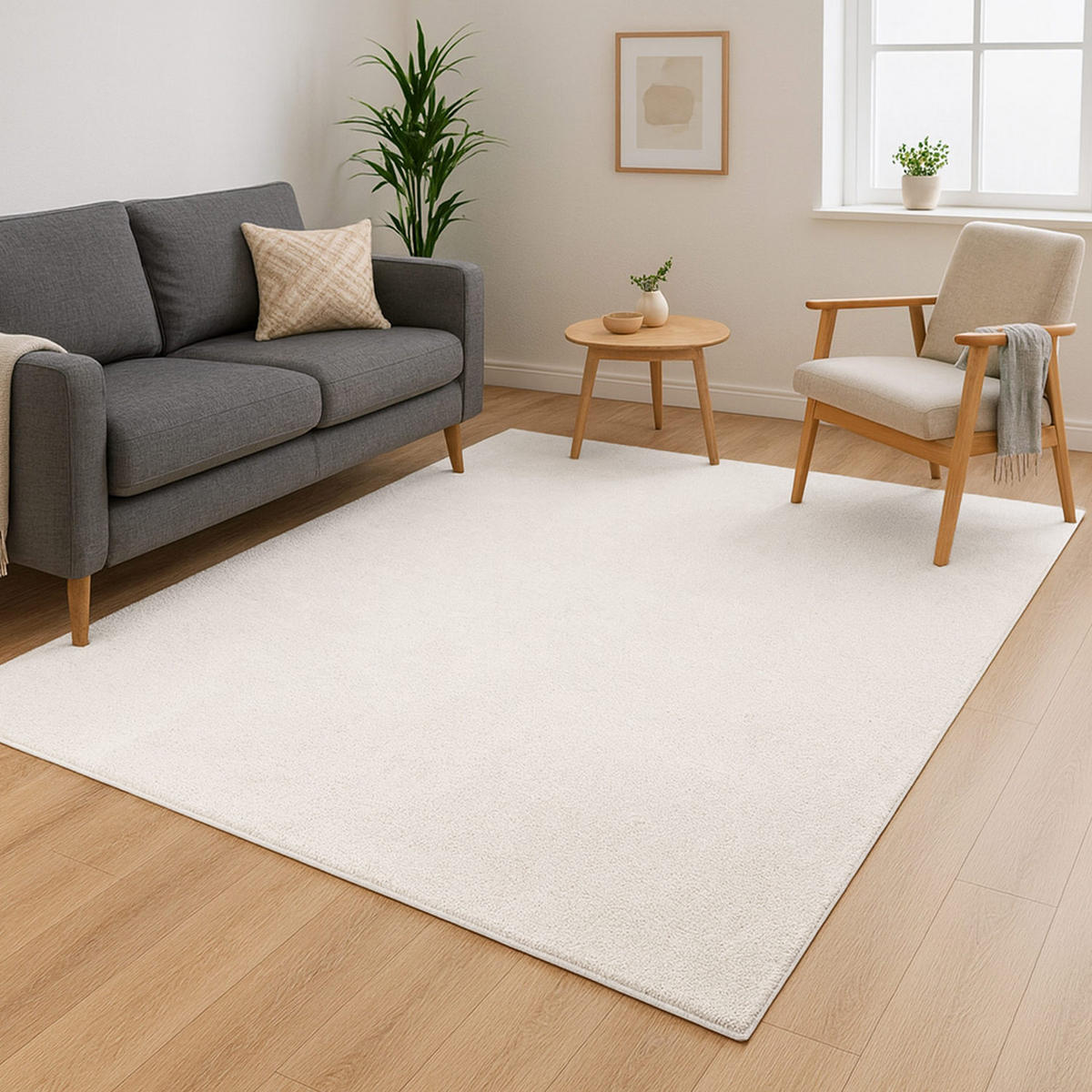 KURZFLOR-TEPPICH Calma 200 Weiß 120x160 cm - Weiß, Kunststoff/Textil (120/160cm) - carpet city