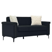 SOFA 2-Sitzer 172 x 72 x 82 cm Leinenstoff Schwarz - Schwarz, Holz (73.5/81.5/172cm) - Meubliv