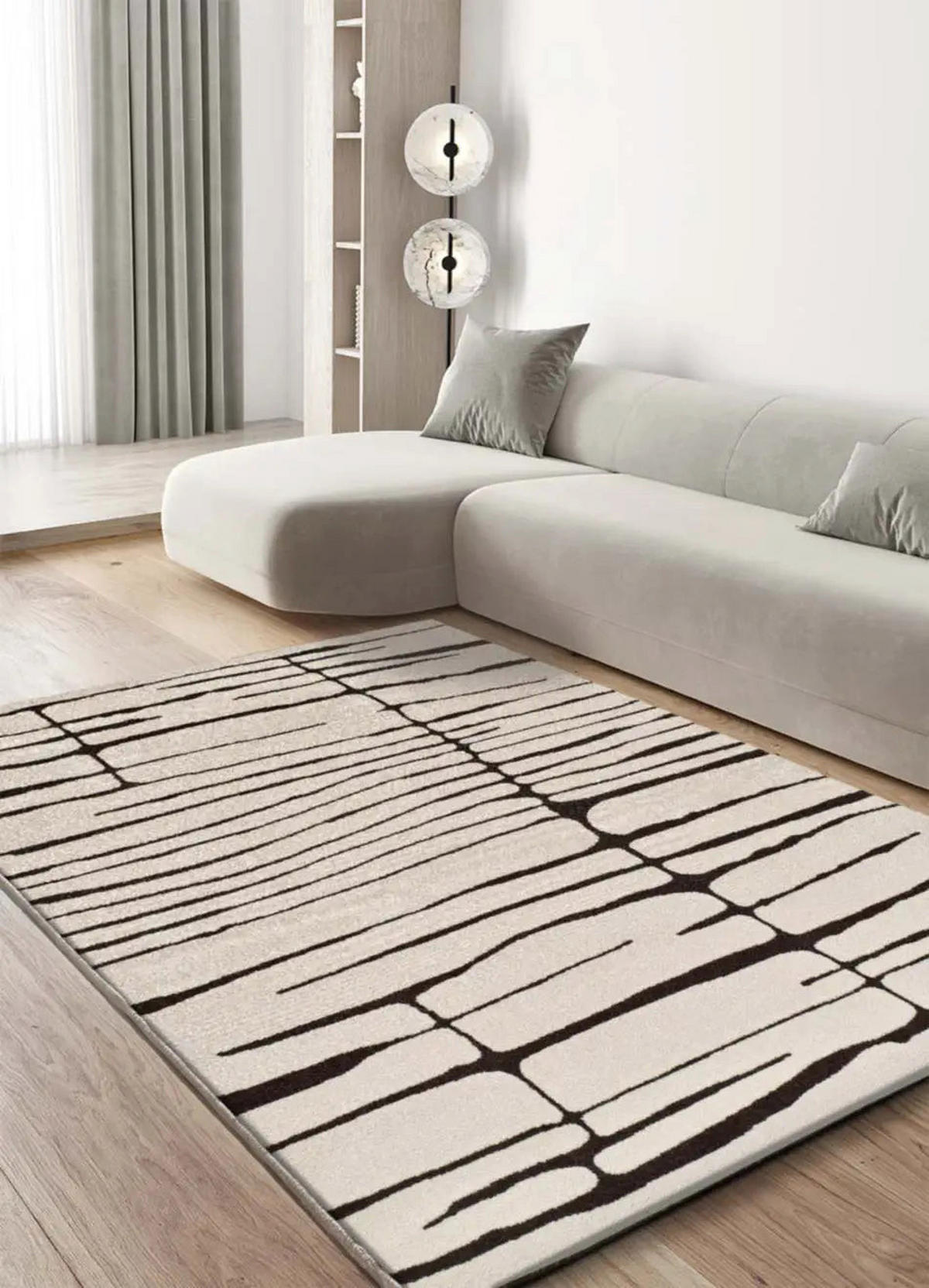 KURZFLORTEPPICH Weiß / Schwarz Retro 160/230 cm - Schwarz/Weiß, Naturmaterialien/Textil (160/230cm) - Atticgo