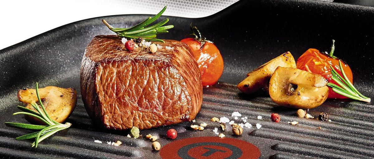 GRILLPFANNE E44040 Talent Pro 26 cm – Antihaft, Schwarz, Induktion geeignet, fettarmes Grillen, gleichmäßige Hitzeverteilung und pflegeleicht - Schwarz, Metall (26cm) - Tefal