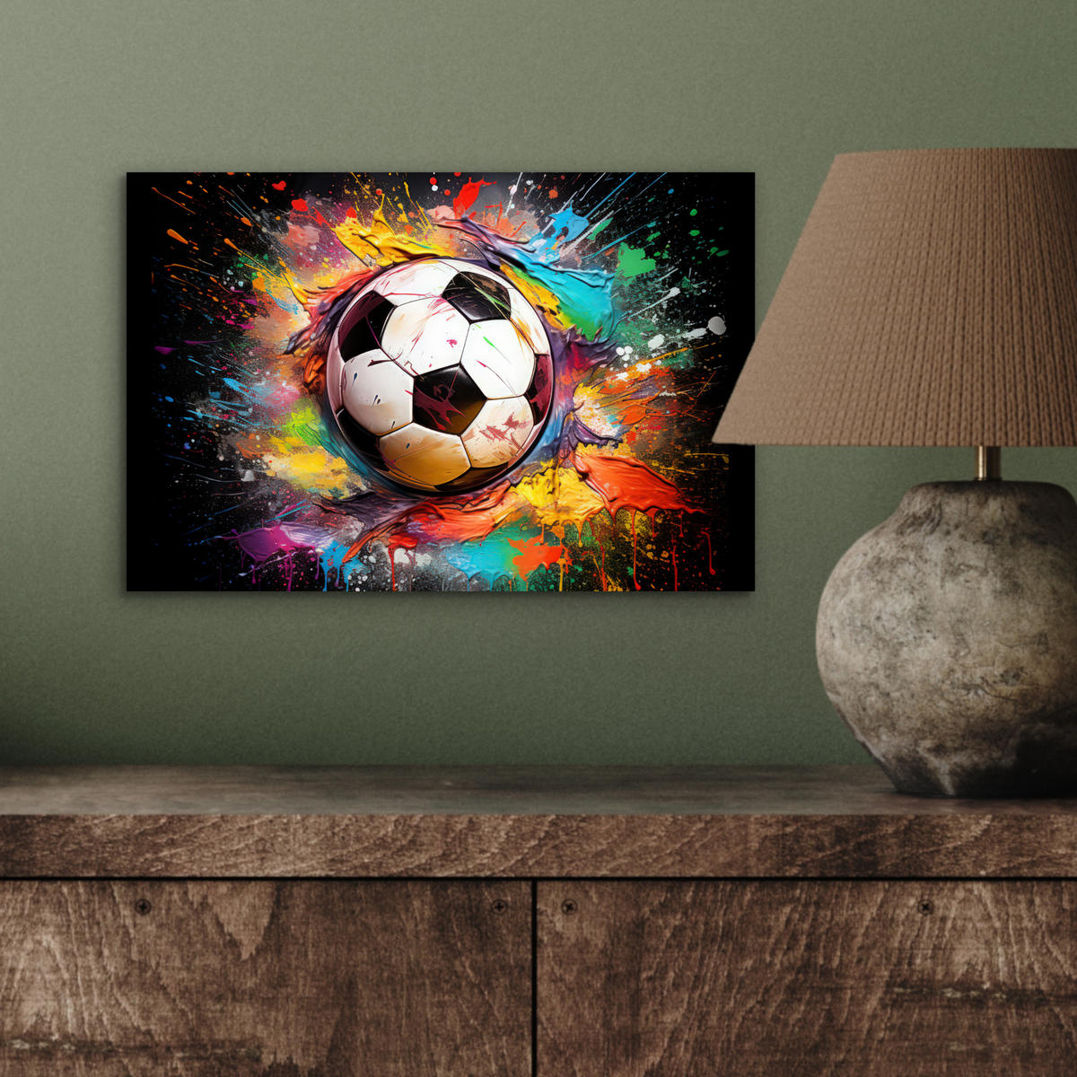 KOVOVÝ OBRAZ Futbal - Farba - Farby - Čierna - Biela 30x20 cm - biela, kov (30/20cm) - MuchoWow