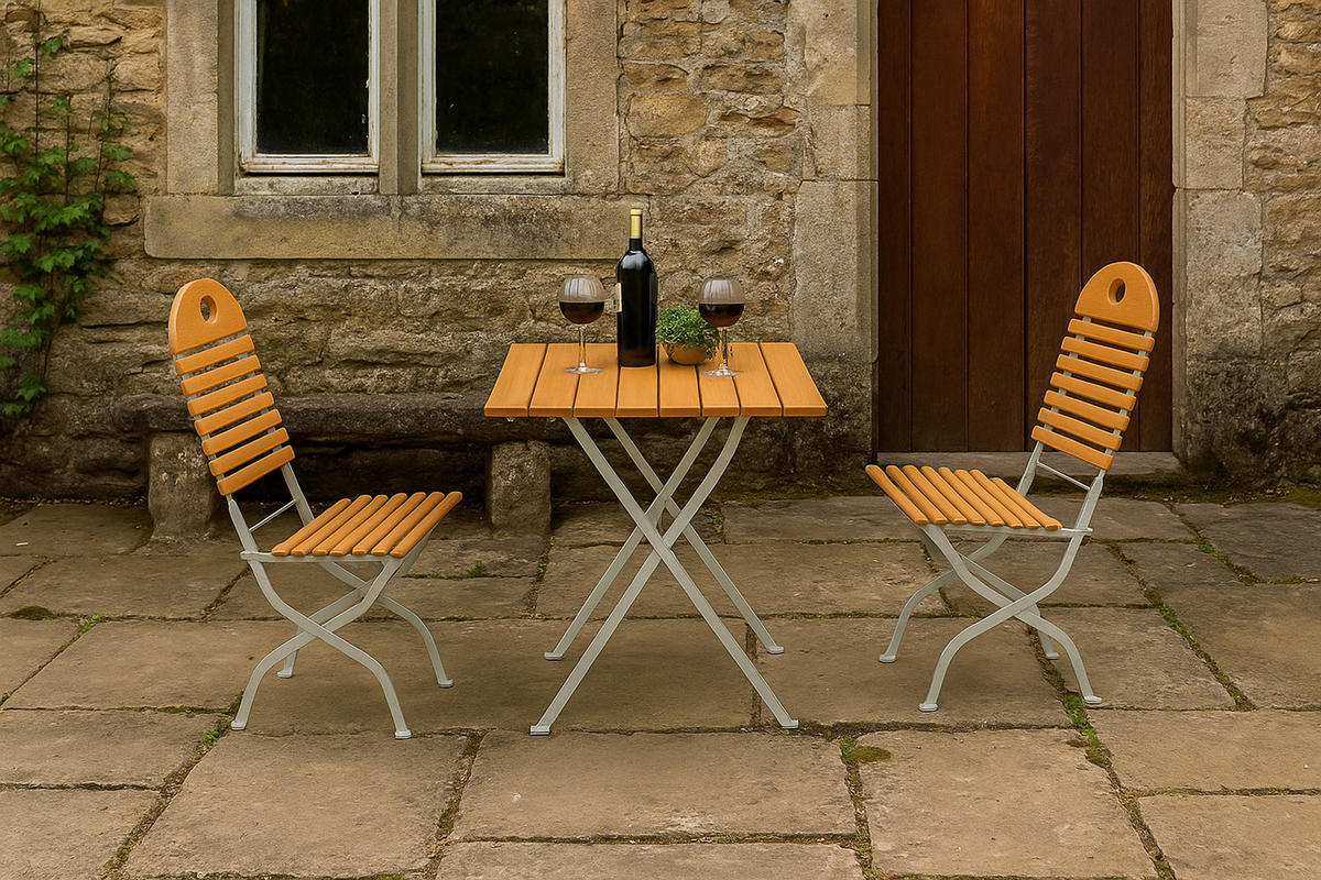 SITZGRUPPE Bad Belzig - 3-teilig, Gartenmöbel Set Flachstahl verzinkt + Robinie - Grau, Holz - TPFGarden