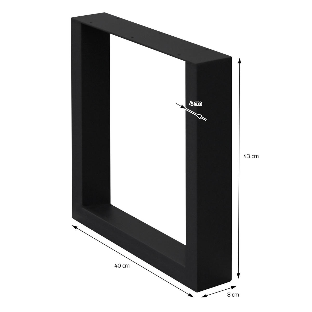 TISCHBEINE 2er Set 40 x 43 cm Schwarz - Schwarz, Metall (40/8/43cm) - ECD-Germany