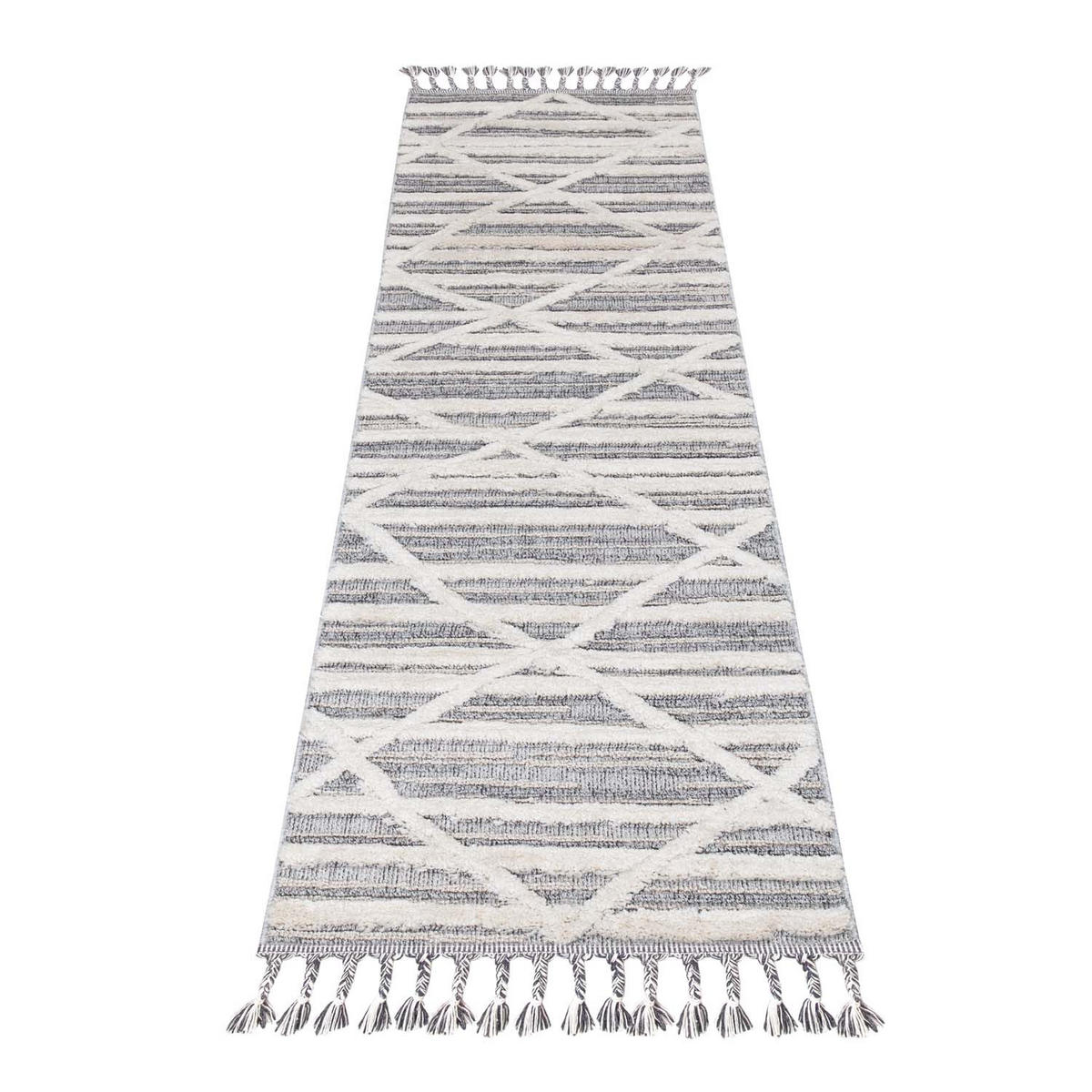 KURZFLOR-TEPPICH Valencia 810 Graublau/ Creme 80x300 cm - Blau/Creme, Textil (80/300cm) - carpet city