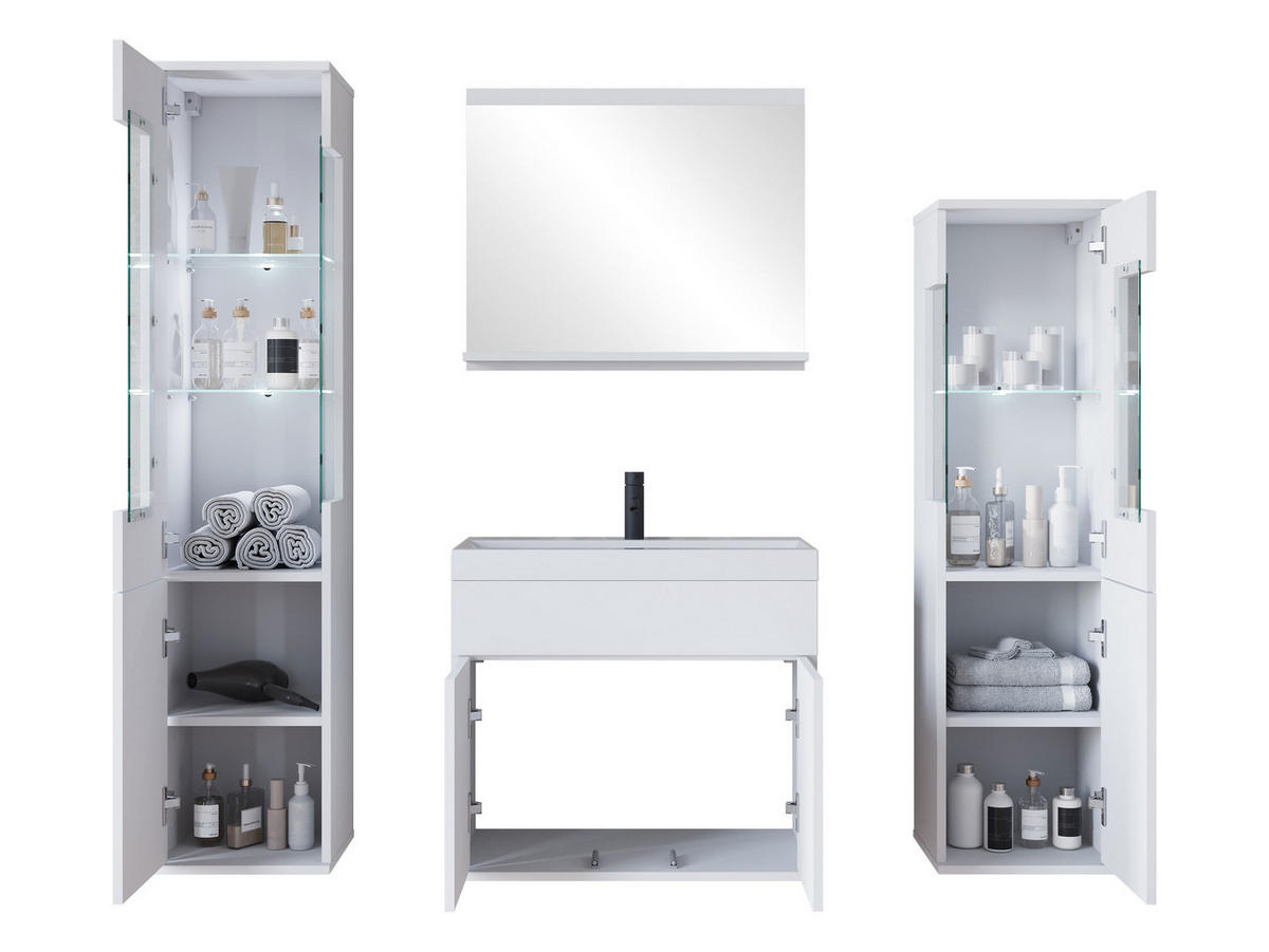 BADMÖBEL-SET Nairobi - Graphitfarben/Schwarz, Holzwerkstoff (31/133/31cm) - MIRJAN24