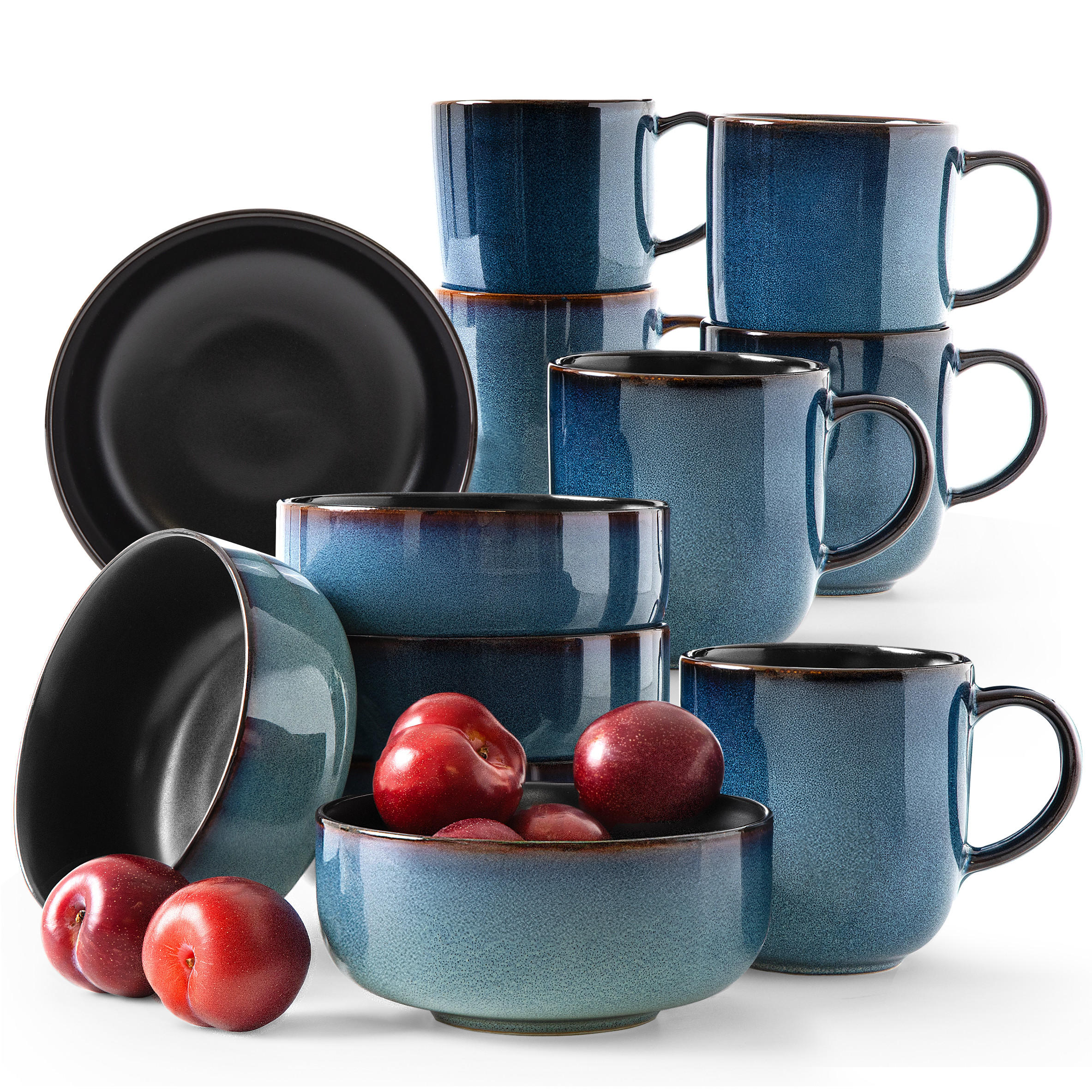FRÜHSTÜCKSSERVICE 6 Personen BALI 12-tlg - Blau, Keramik (21/2/21cm) - Ritzenhoff Breker