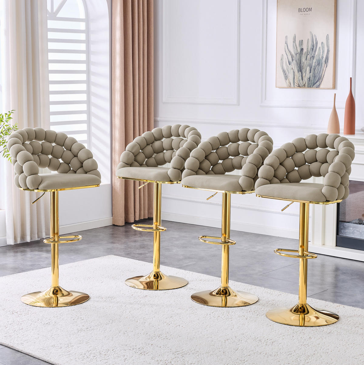 BARHOCKER höhenverstellbar 65-112 cm Samt Grau 2er-Set - Grau, Metall (52/112/45cm) - Meubliv