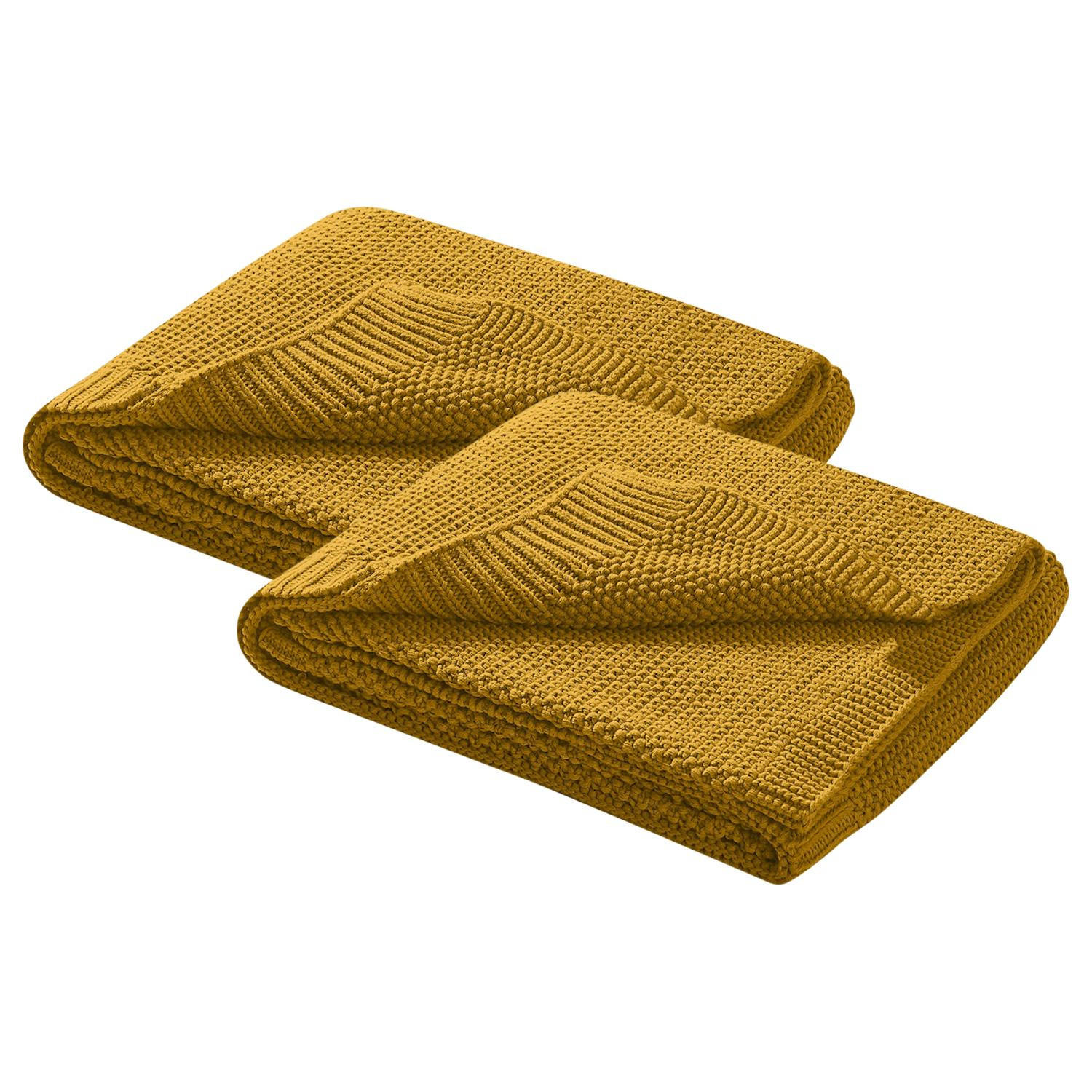 SCHMUSEDECKE 2er Set Strick gelb 70/100 cm - Gelb, Textil (70/100cm) - wometo