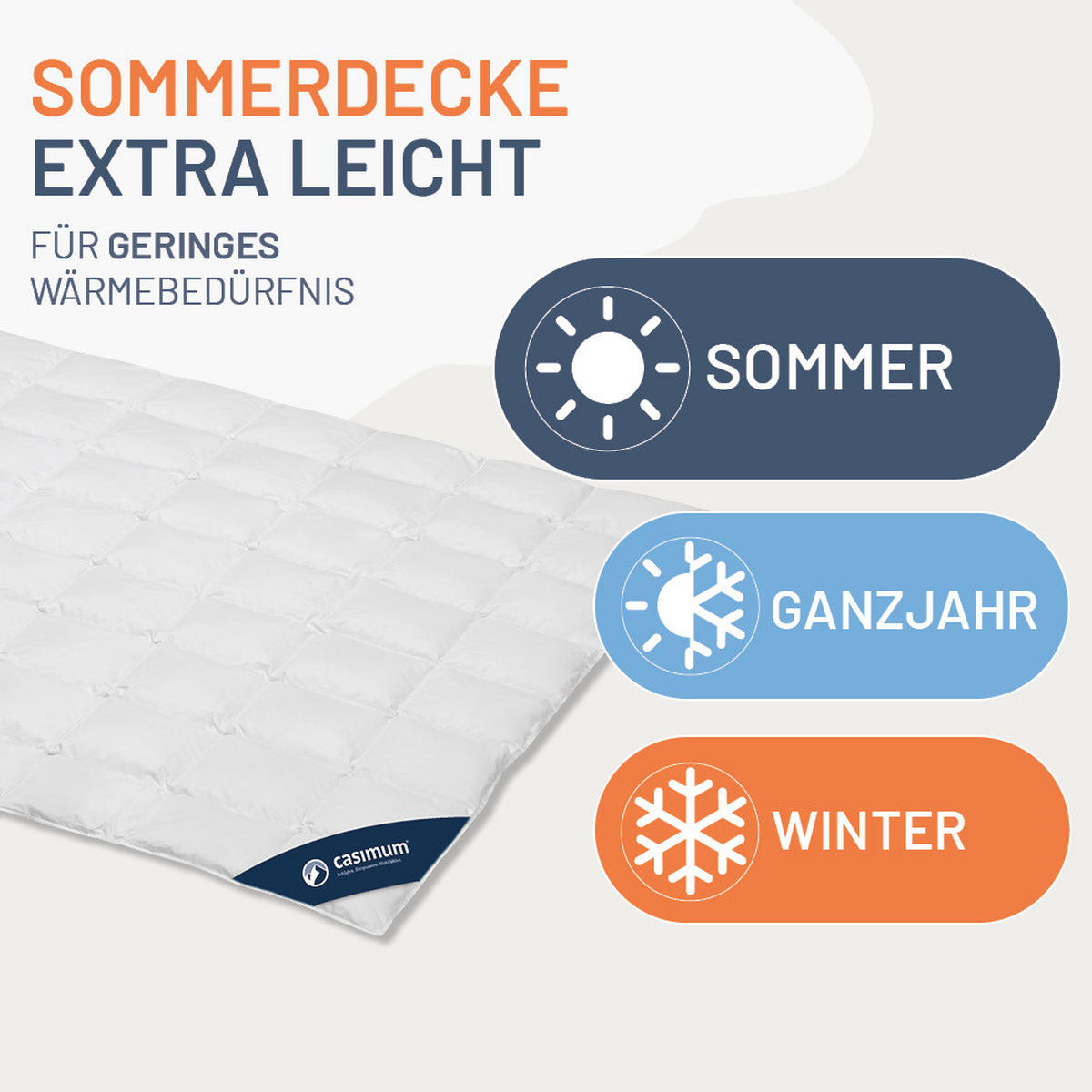 DAUNENDECKE 240x220 Extra Leicht, FIRST CLASS Sommerdecke 100% Gänsedaunen - Weiß, Textil (240/220cm) - casimum