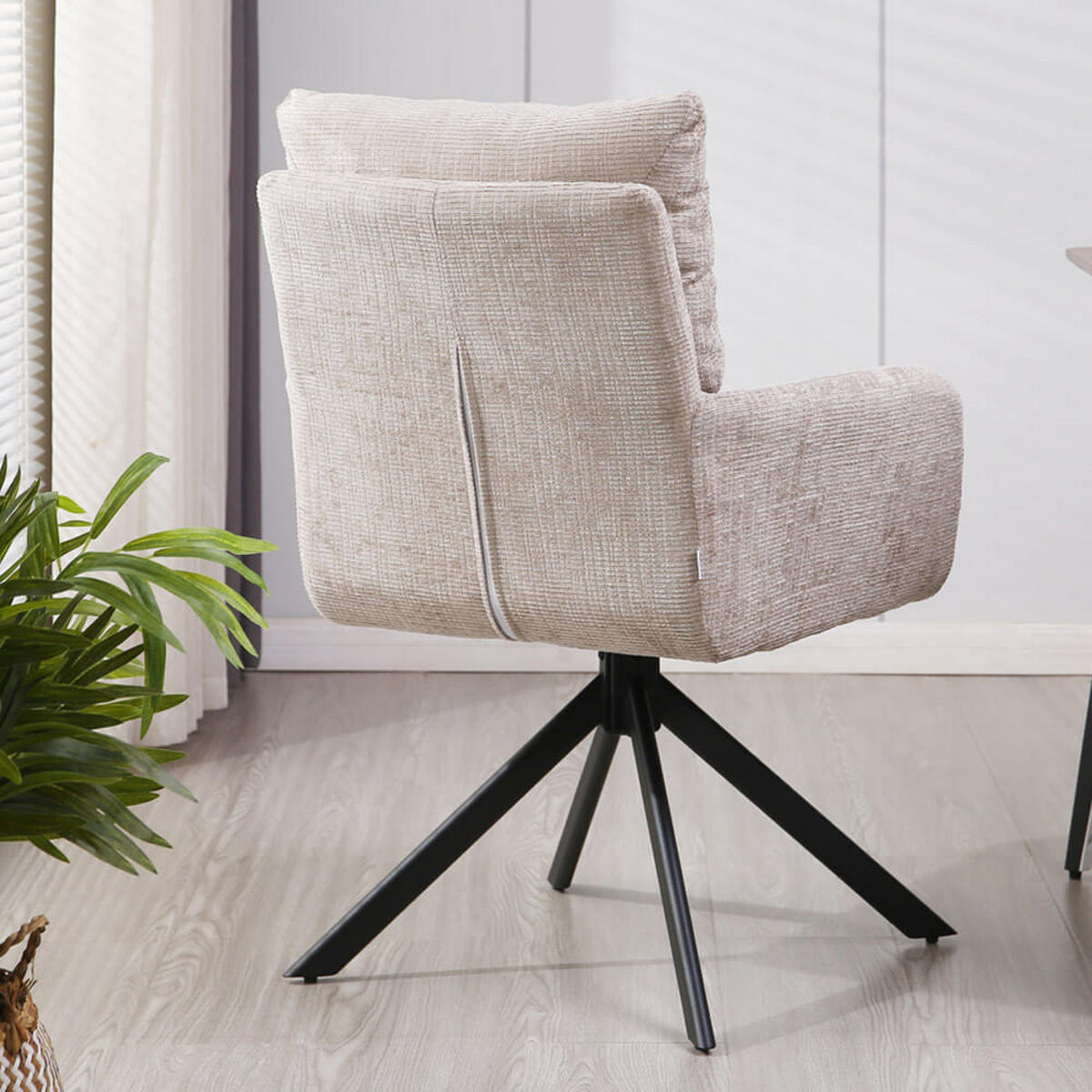 ESSZIMMERSTUHL ALUNA - Chenille, 2 - Beige, Kunststoff/Metall (66/91/72.5cm) - Home Deluxe