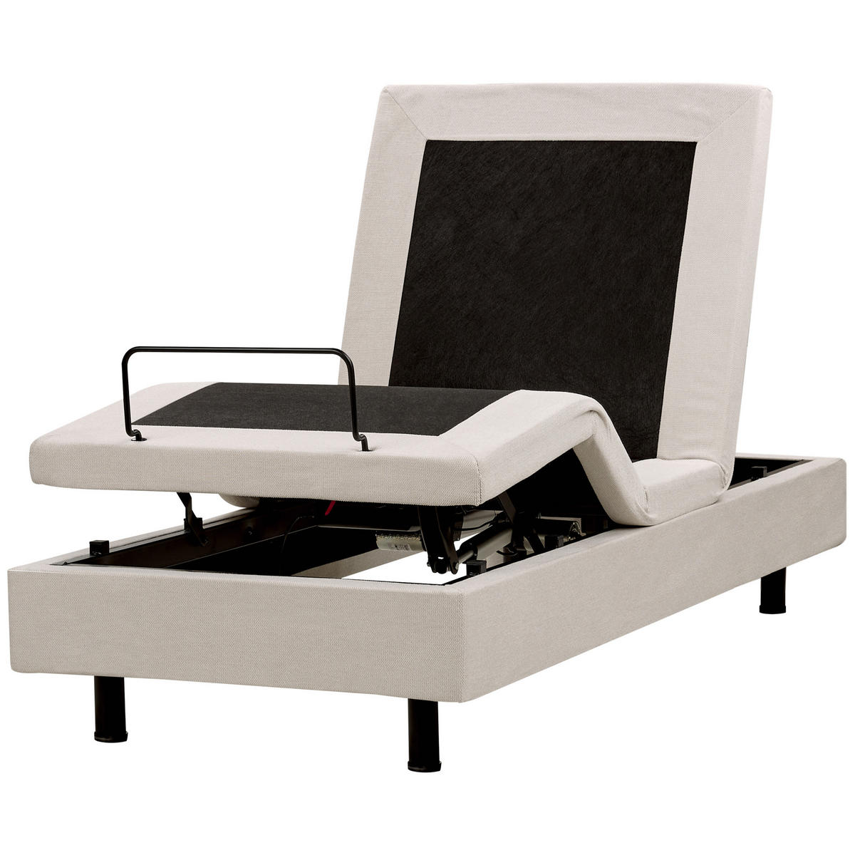 VERSTELLBARES-BETT 80/200 cm Hellbeige Duke II - Beige/Schwarz, Textil (80/200cm) - Beliani