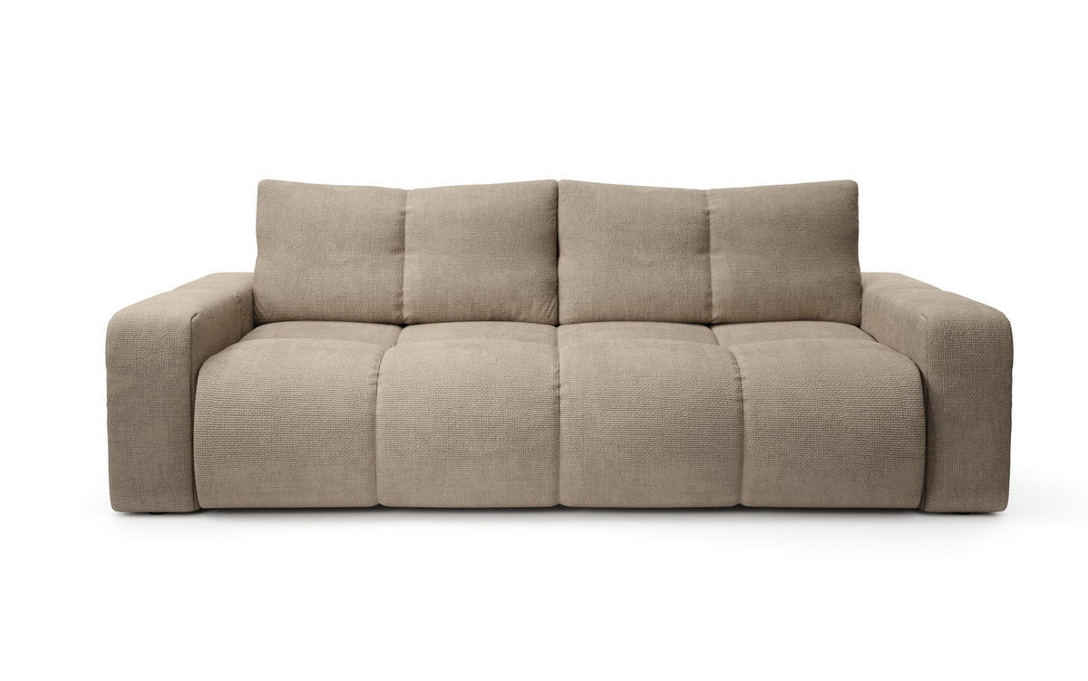BETTSOFA DUCA Grau Jersey- Stoff mit Schlaffunktion - Grau, Holz (259/90/99cm) - MASSENO