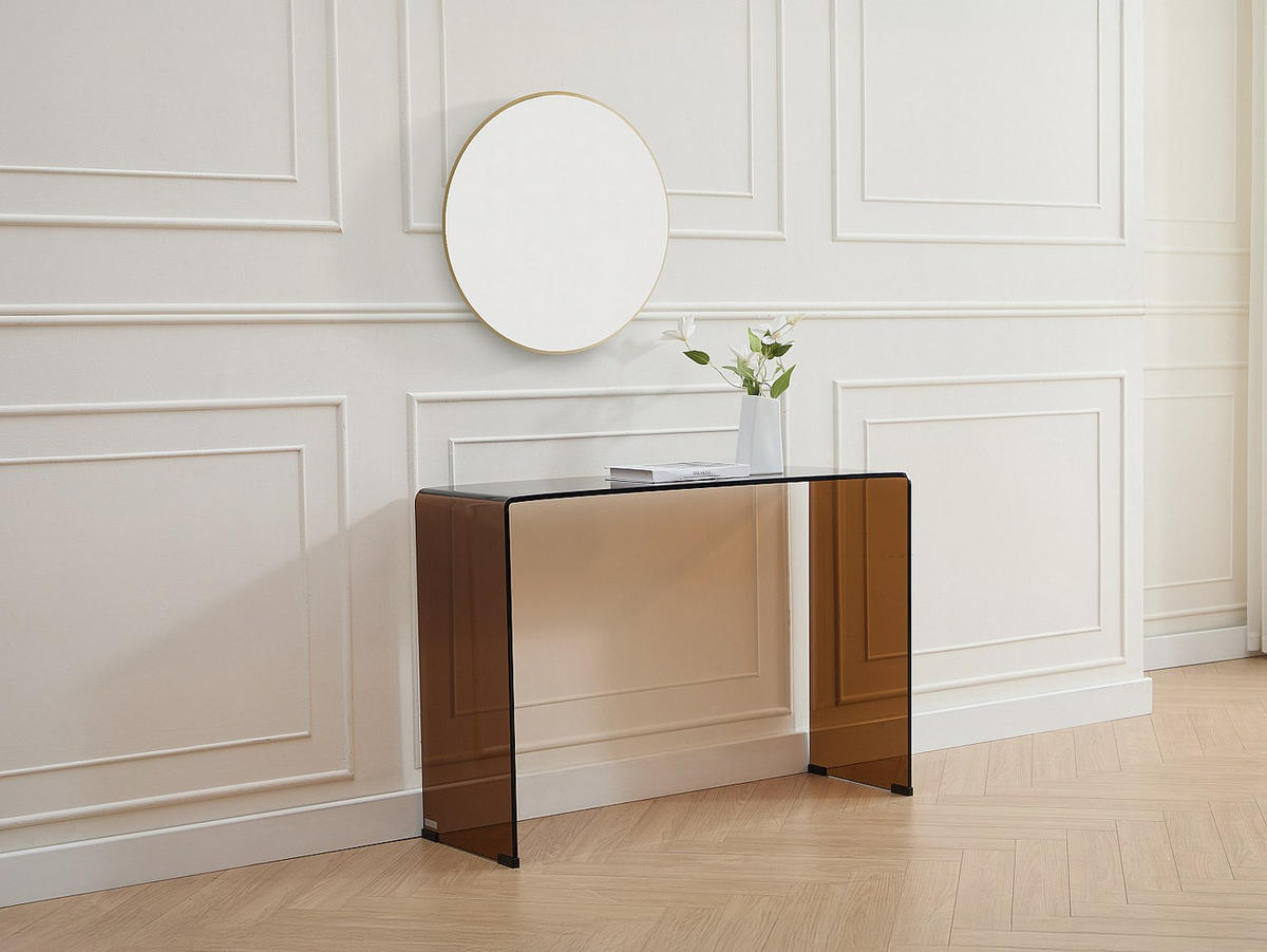 KONSOLENTISCH - 110 cm x 35 cm - Glas - Transparent, Braun - ALONZO - Transparent/Braun, Glas (35/110/75cm) - Vente-Unique