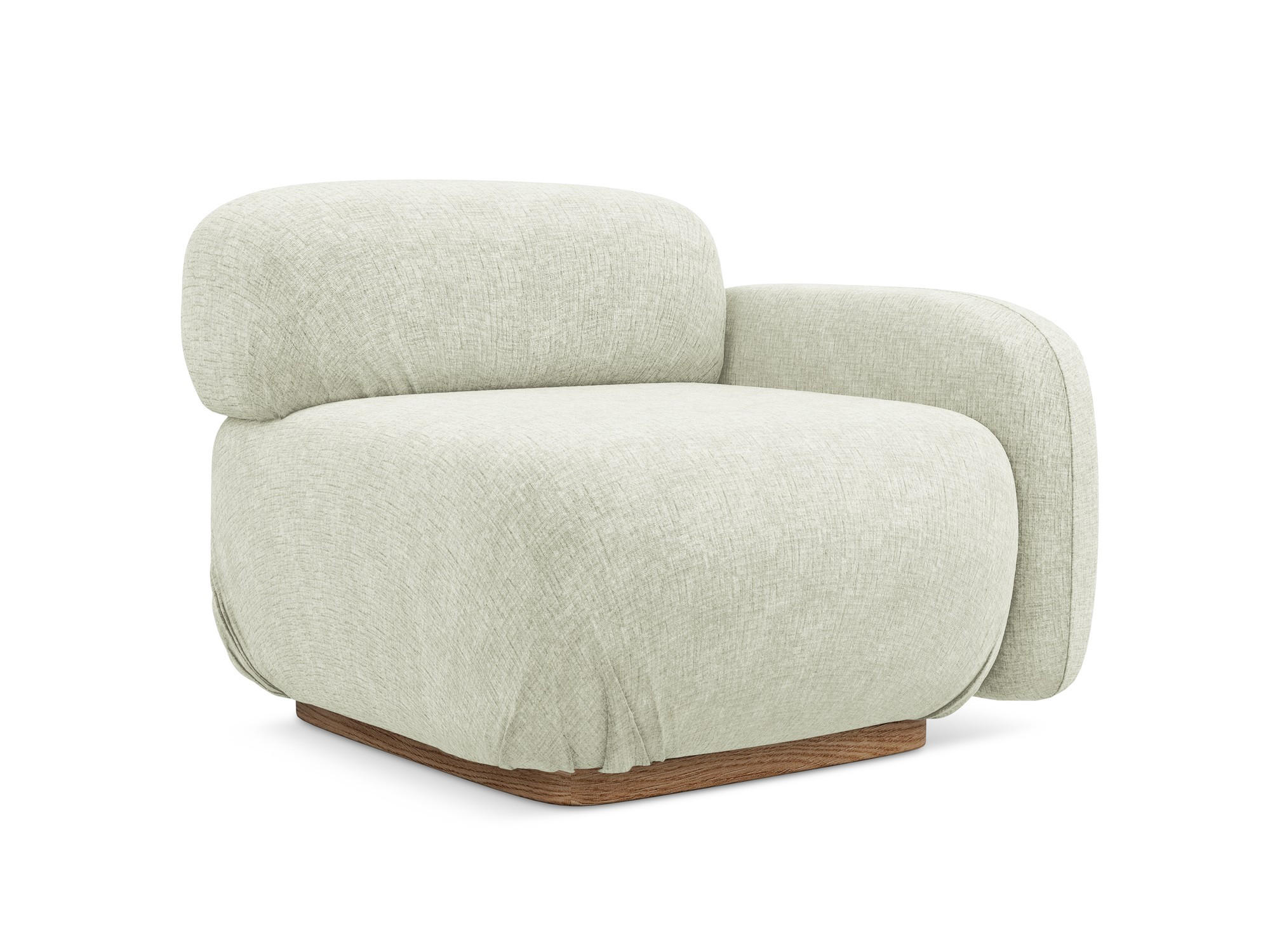 SOFAELEMENT Rechts Chenille Stoff Weiß - Weiß/Braun, Holz/Textil (95/73/95cm) - Makamii