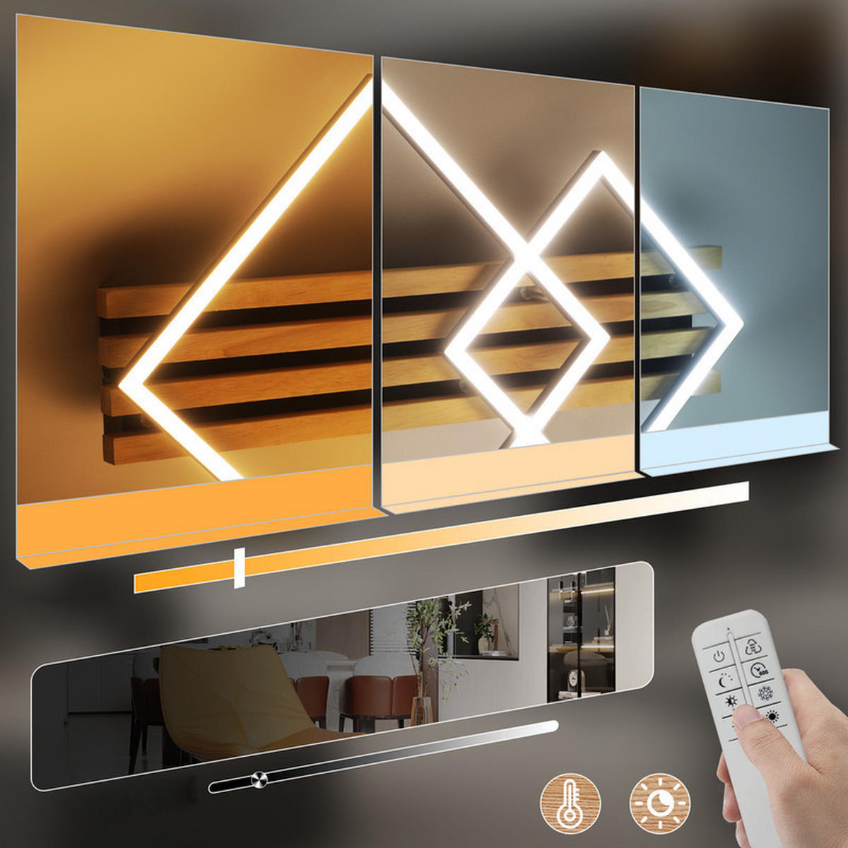 LED-DECKENLEUCHTE Eleganz II 8.8/56.6/41.6cm - Eschefarben, Holz (8.8/56.6/41.6cm) - Nettlife