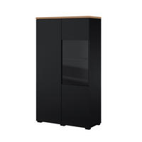 VITRÍNA Liko Černá a dřevěná - černá, kompozitní dřevo (80/140/34.5cm) - Petits-meubles