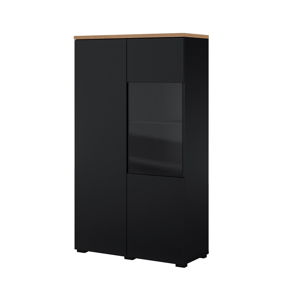 VITRÍNA Liko Černá a dřevěná - černá, kompozitní dřevo (80/140/34.5cm) - Petits-meubles