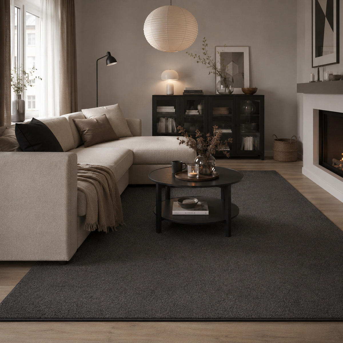HOCHFLOR VELOURS TEPPICH LUNA - Anthrazit, Textil (80/240cm) - Snapstyle