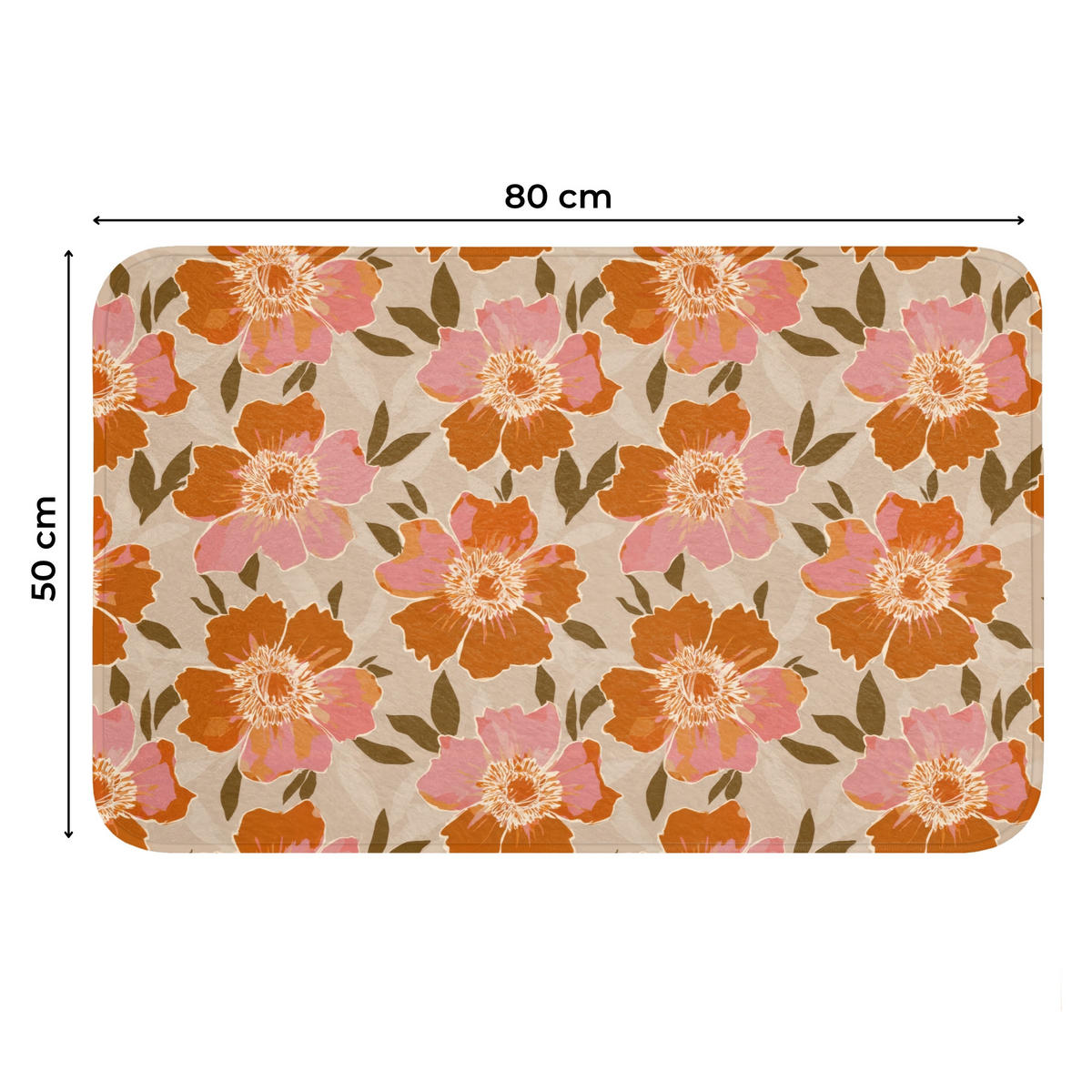 WC-VORLEGER Blumen - Motiv - Retro Toilettenteppich 80x50 cm - Multicolor, Kunststoff/Textil (80/1cm) - OnlyWow