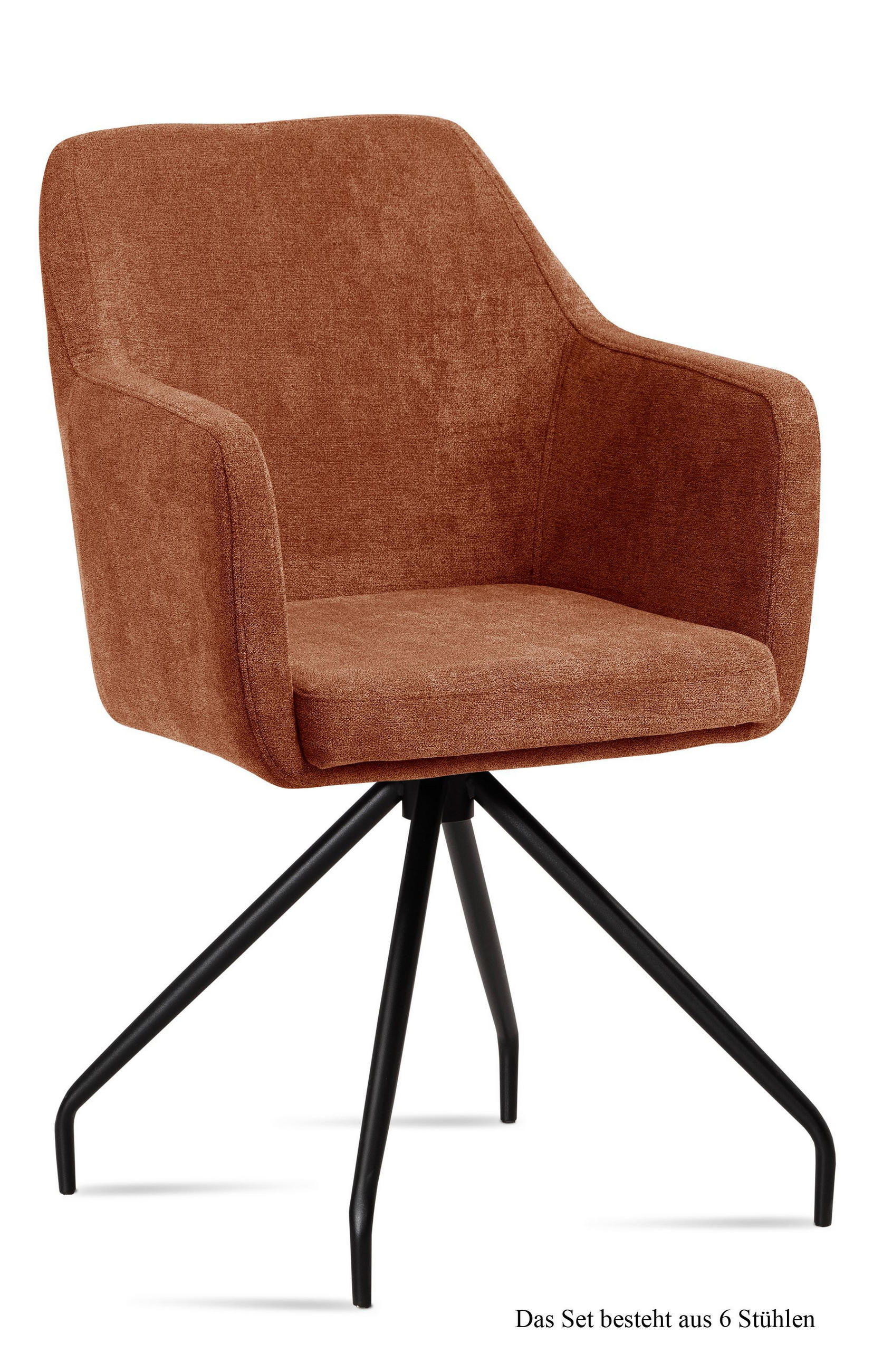 ARMLEHNSTUHL (6er-Set) Dijana 57x87x60 Schwarz/Cognac - Cognac/Schwarz, Kunststoff (60/87/57cm) - 58aufmkessel