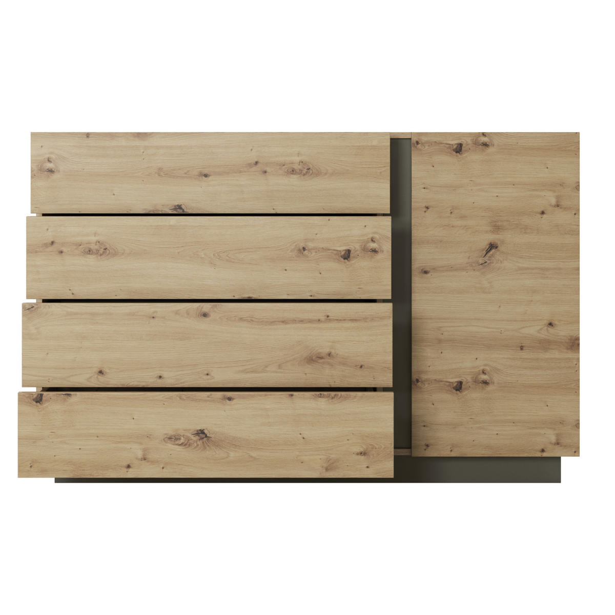 SIDEBOARD ANDEBU KOM4 ABS-Kante Eiche Eiche - Eichefarben/Braun, Glas/Holzwerkstoff (138/91/40cm) - Komodee