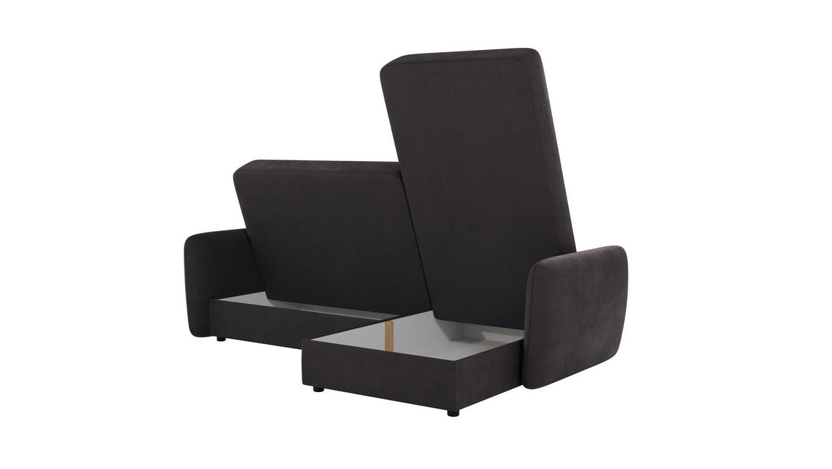 ECKSOFA Lupo Graphit Mikrofaser - Graphitfarben/Schwarz, Holz/Kunststoff (232/147cm) - S-Style Möbel