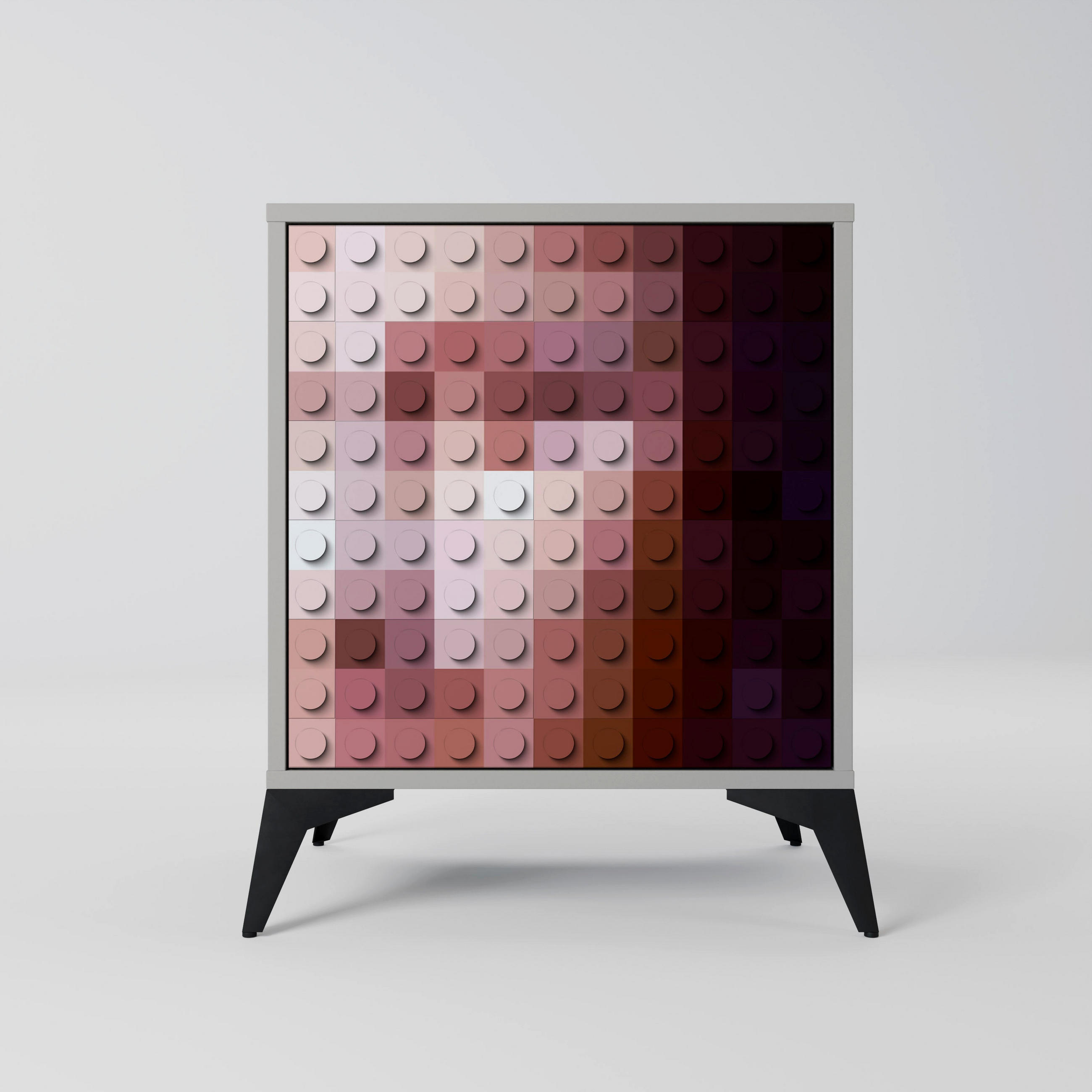 SIDEBOARD CONSTRUCTIVE ART, Grau, 57,5x42x70,5 cm, Schwarze Metall-Sternfüße - Multicolor/Schwarz, Holzwerkstoff/Metall (57.5/70.5/42cm) - SpaceRebels