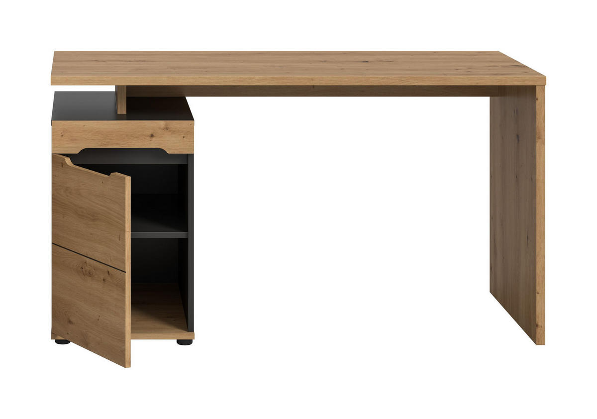 SCHREIBTISCH Nova (B/H/T: ca. 140/75/60 cm) in Basalt grau/Artisan Nachbildung - Grau, Holzwerkstoff (60/140/75cm)