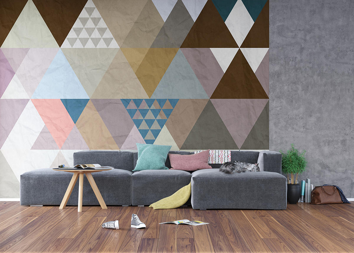 FOTOTAPETE grafische Dreiecke 375 x 270 cm - Braun, Papier (375/270cm) - Sanders & Sanders