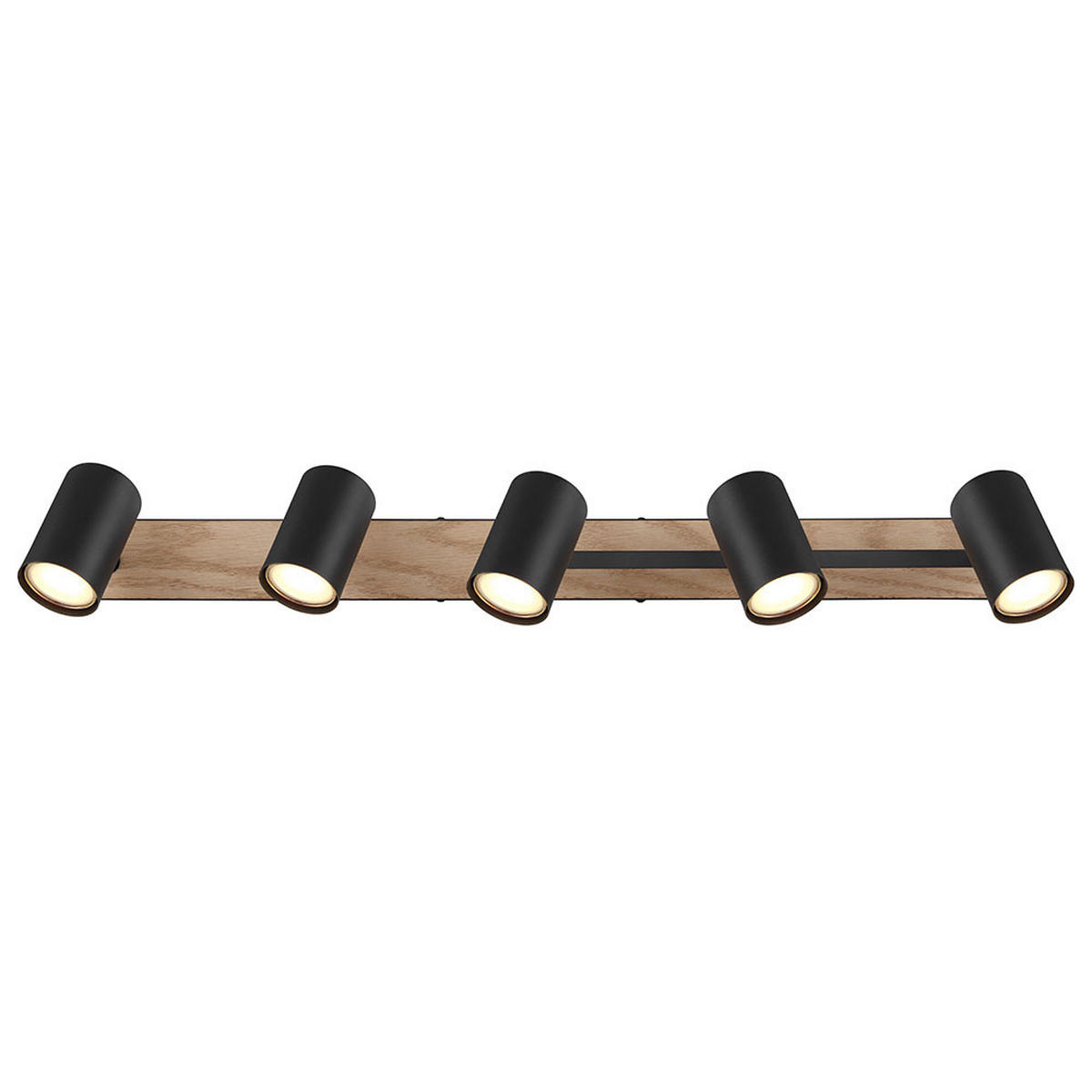 LED DECKENLEUCHTE Metall Schwarz Holzoptik 5-flammig - Schwarz, Metall (70/35/18cm) - Globo Lighting