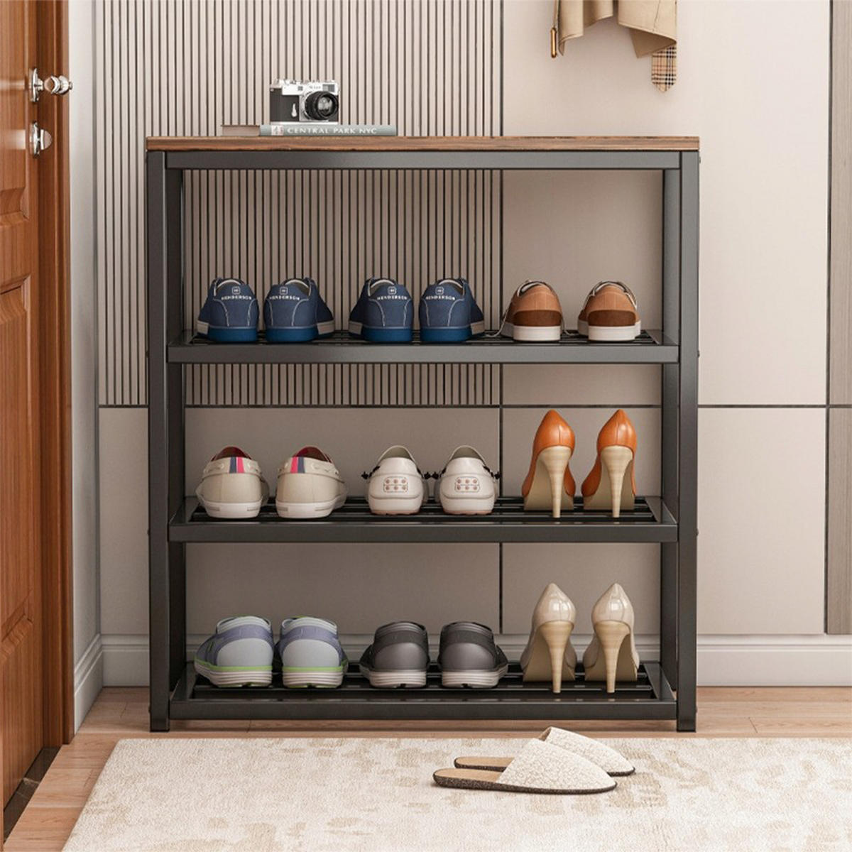 SCHUHSCHRANK, braun 50/30/60 cm - Schwarz/Braun, Holzwerkstoff (50/60/30cm) - Rebiko