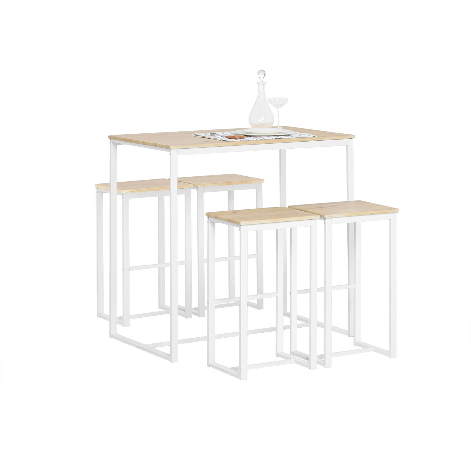 BARTISCH + 2 x BARHOCKER - Weiß, Holzwerkstoff (100/96/60cm) - SoBuy