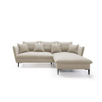 ECKSOFA GLOSS mit Schlaffunktion, Ottomane & goldenen Füßen – Samtsofa im GLOSSour-Stil mit Zierkissen, 258x167x91 cm, Rechte, PLATINUM - Grün, Holz/Textil (258/167cm) - DomoHome