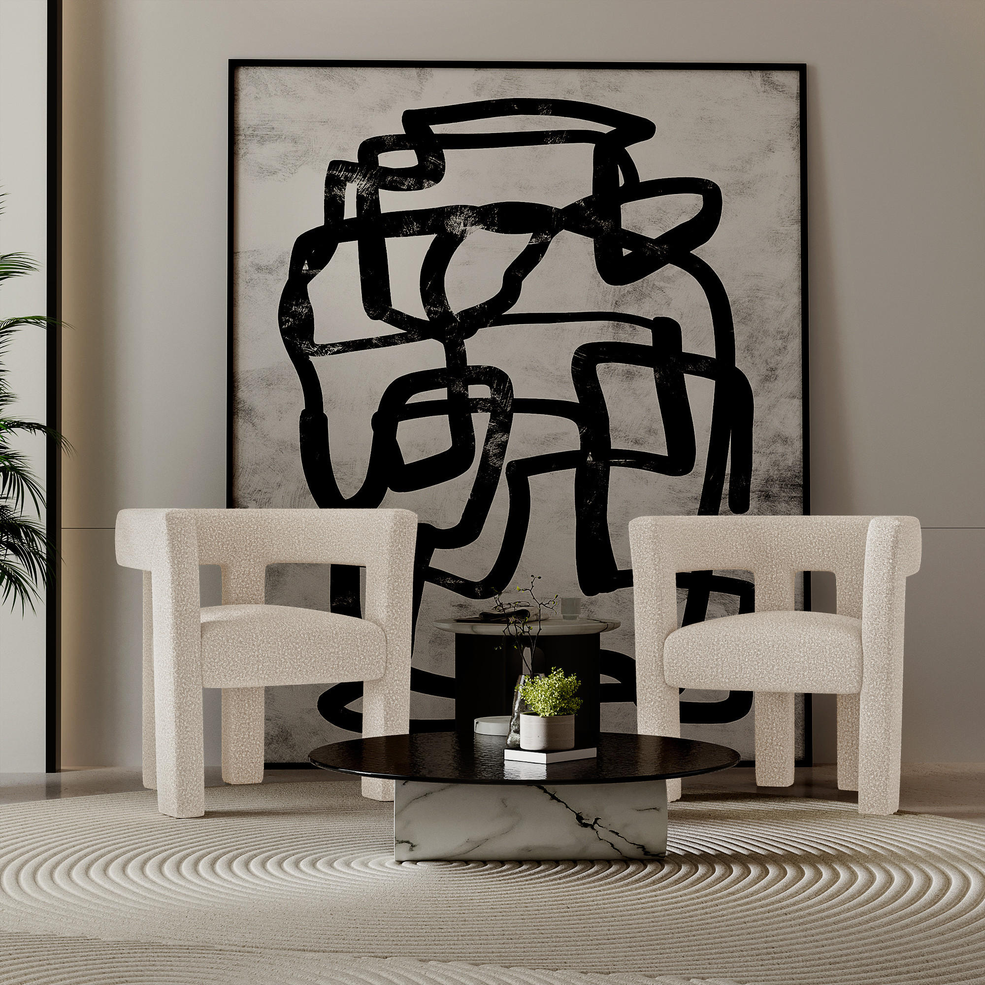 ESSZIMMERSTUHL Bouclé-Stoff Beige 66cm - Beige, Textil (66/68/55cm) - Sia Home