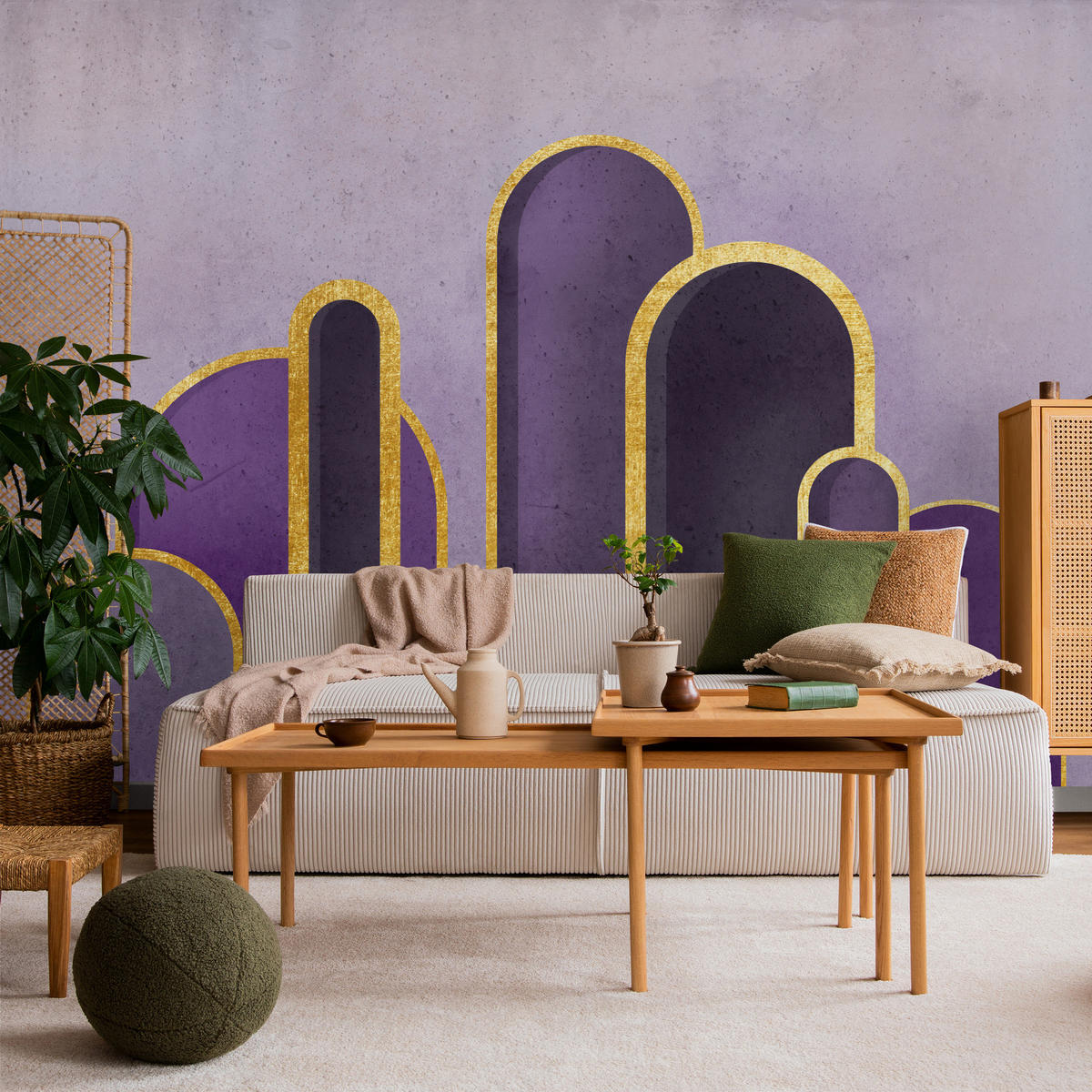 FOTOTAPETE Geometrische Muster Abstraktion Glamour 250x175 - Gelb/Beige, Papier (250/175cm) - Muralo