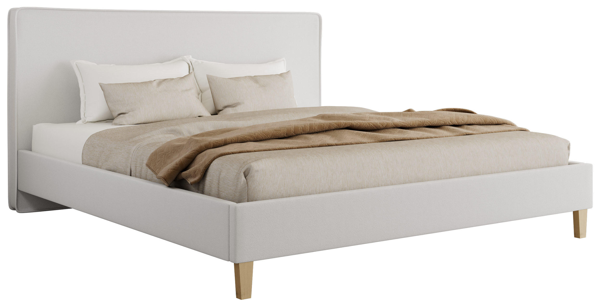 ČALÚNENÁ POSTEĽ LUMARO CLASSIC 140/200 - Biela Ekokoža - bez matraca - biela/jadrový buk, drevo/textil (140/200cm) - MKS