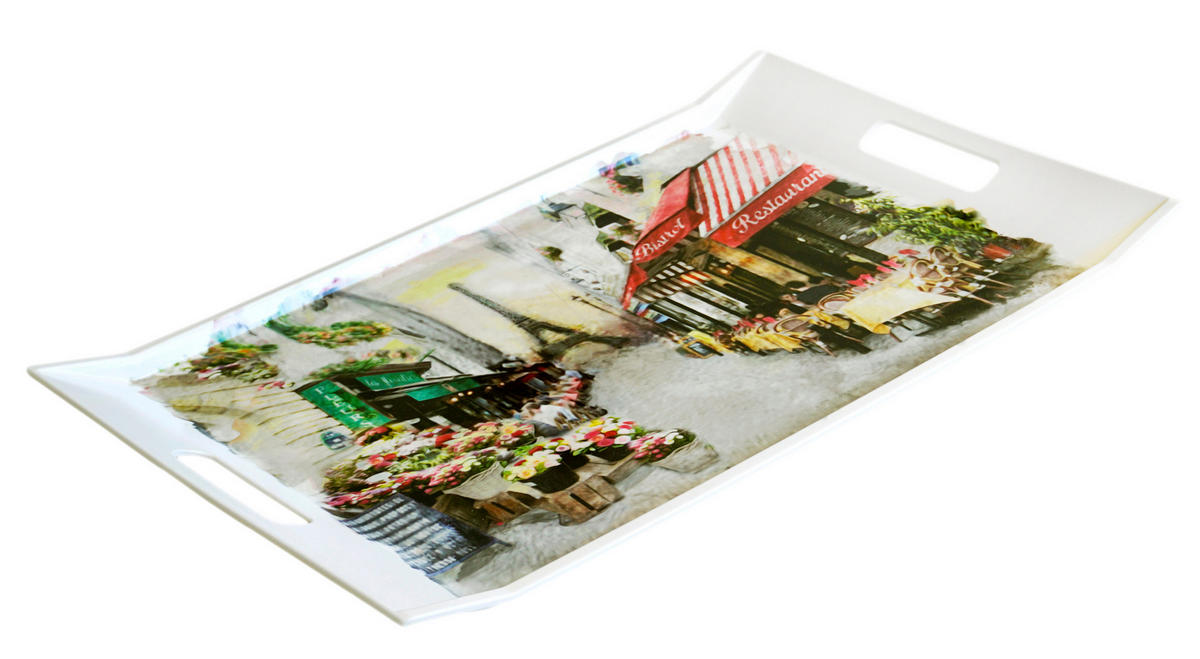 TABLETT Paris, rechteckige Serviertablett mit Griff 54x35 cm - Multicolor, Kunststoff (35/3/54cm) - Lashuma