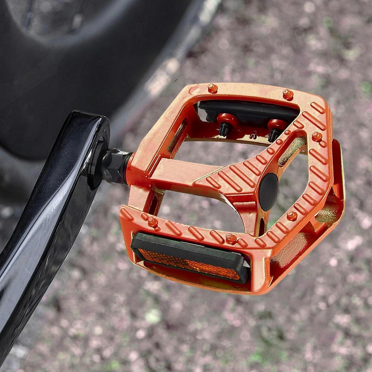 FAHRRADPEDALE 9/16" MTB Pedale mit 3 gedichteten Lagern Orange, CNC Aluminium Flachpedale mit Anti-Rutsch - Orange, Metall (10/1.5/12.5cm)