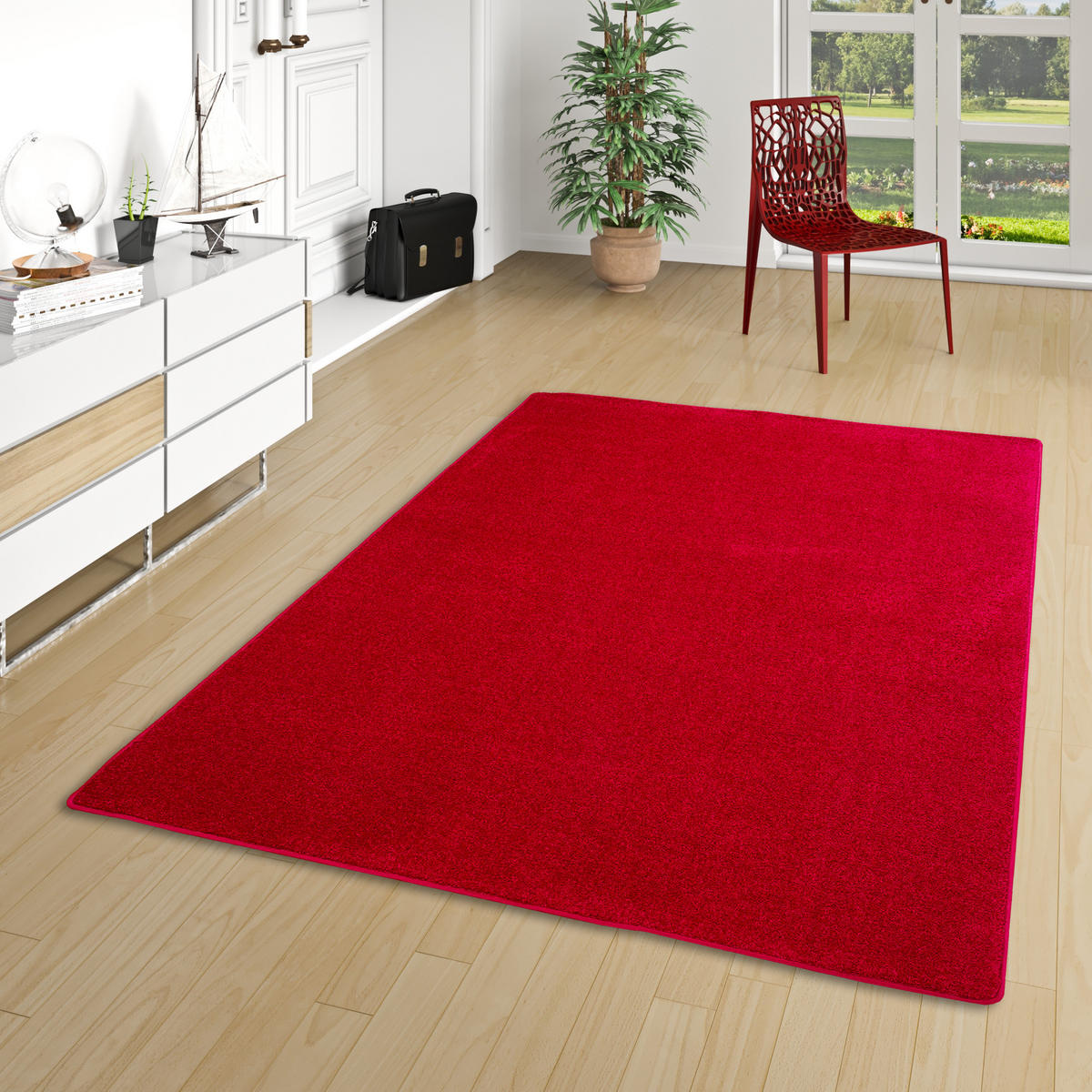 HOCHFLOR VELOURS TEPPICH LUNA - Rot, Textil (200/200cm) - Snapstyle