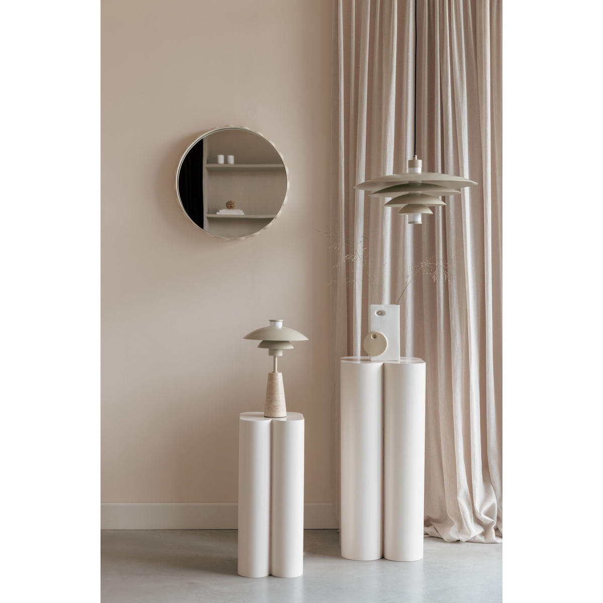 WANDSPIEGEL Bubbles Beige - Beige, Metall (50/50/6cm) - Zuiver