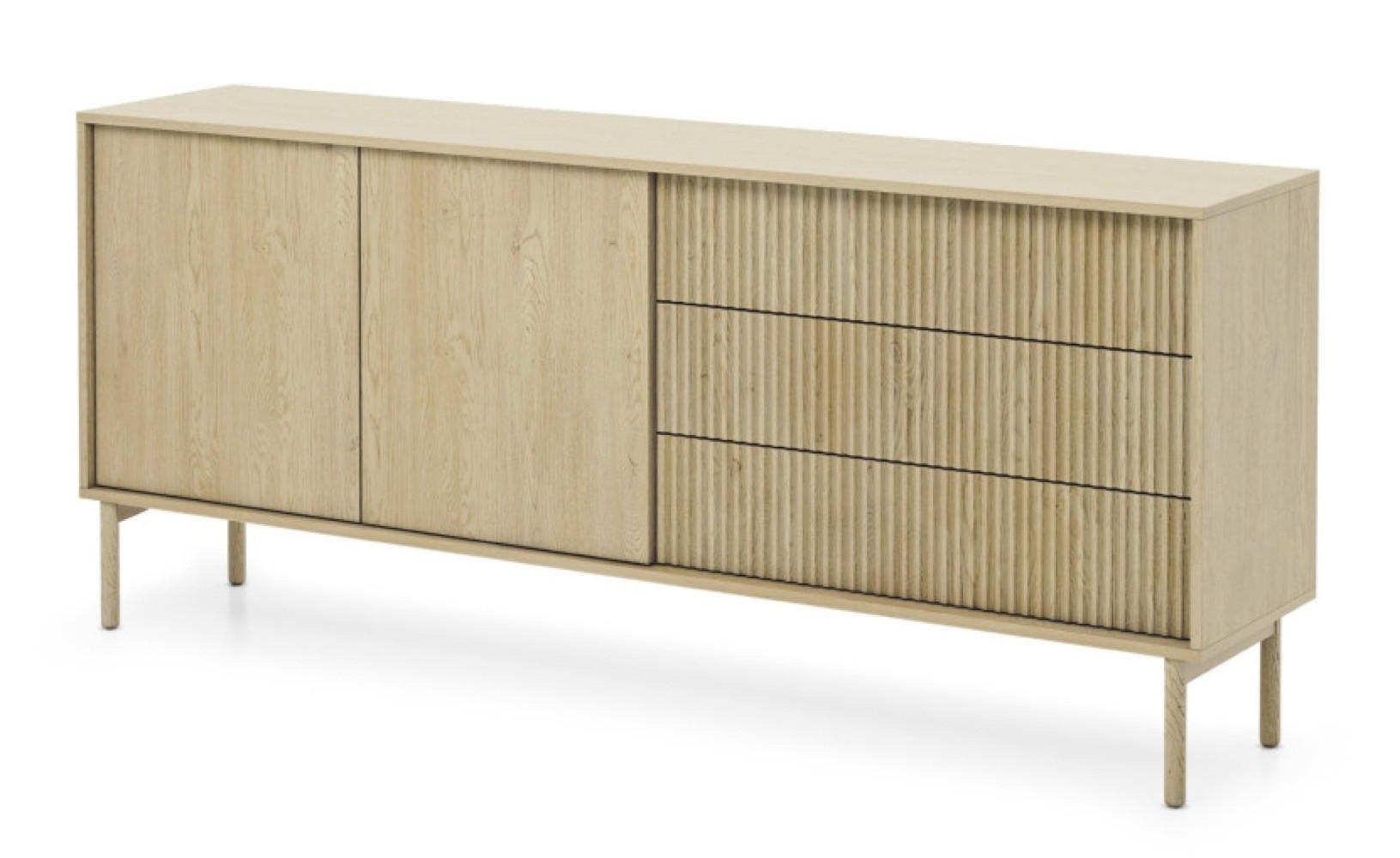 KOMMODE Weiß AVO Gerillt Niedrig 187 cm - Gelb, Holz (187.1/79.8/39.5cm) - Sepro Meble