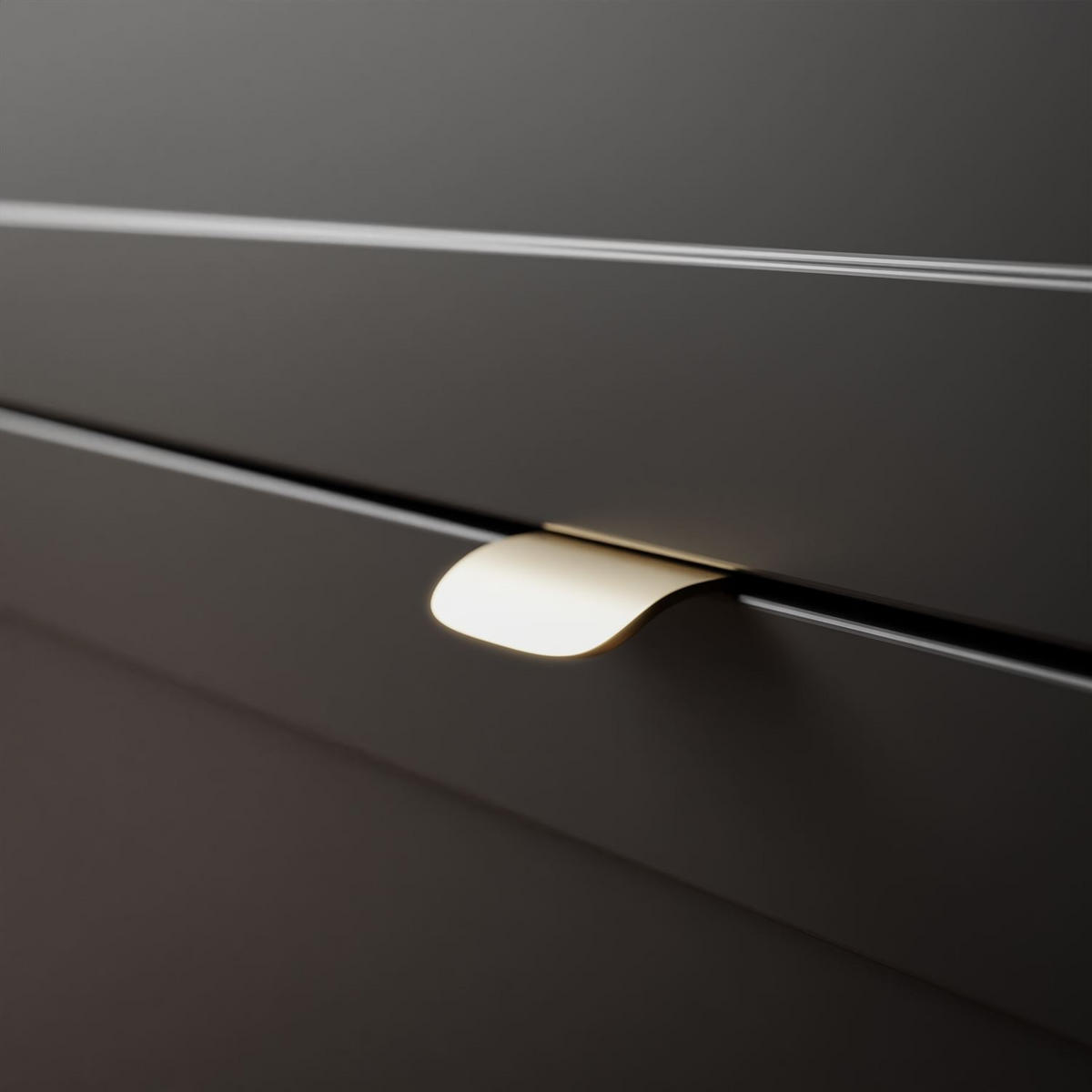 KOMMODE SHADOW II 4S mit Schubladen - Goldfarben/Schwarz, Holzwerkstoff (78/91/40cm) - Lookway