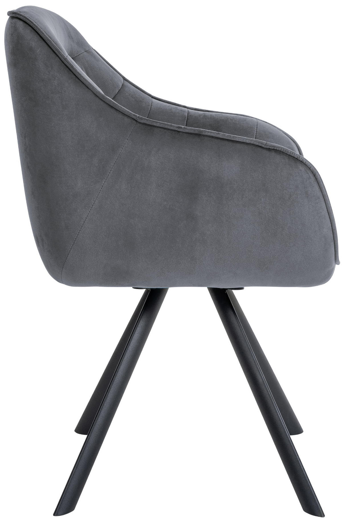 ARMLEHNENSTUHL Samt dunkelgrau - Dunkelgrau/Schwarz, Textil/Metall (57/90/63cm) - CLP