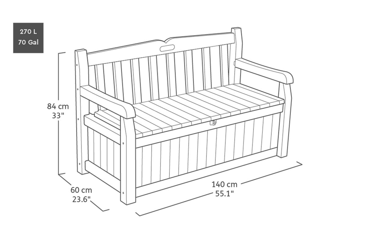 SITZBANK mit Stauraum Eden - Dunkelgrau, Kunststoff (60/84/140cm) - Keter