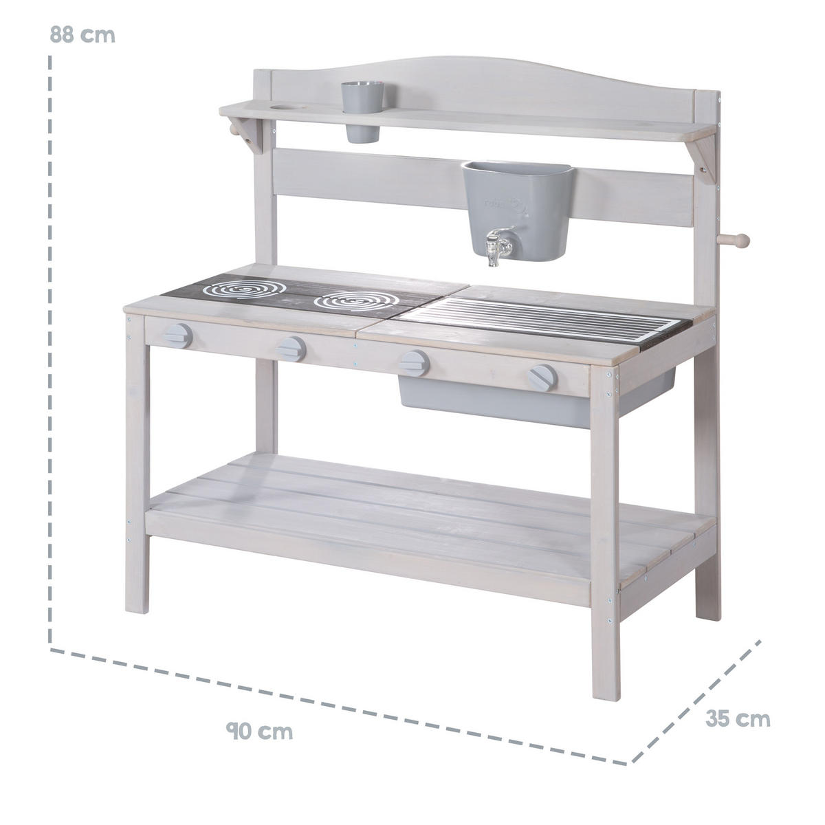 OUTDOOR-SPIELKÜCHE Outdoor Spielküche grau - Grau, Holz (90/88/35cm) - Roba